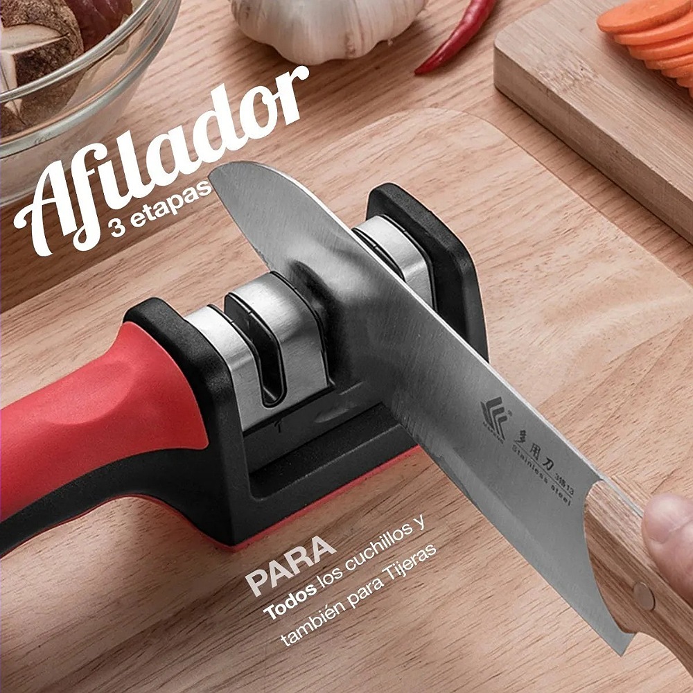 Afilador De Cuchillos Cocina Ergonómico 3 Etapas Manual 4068
