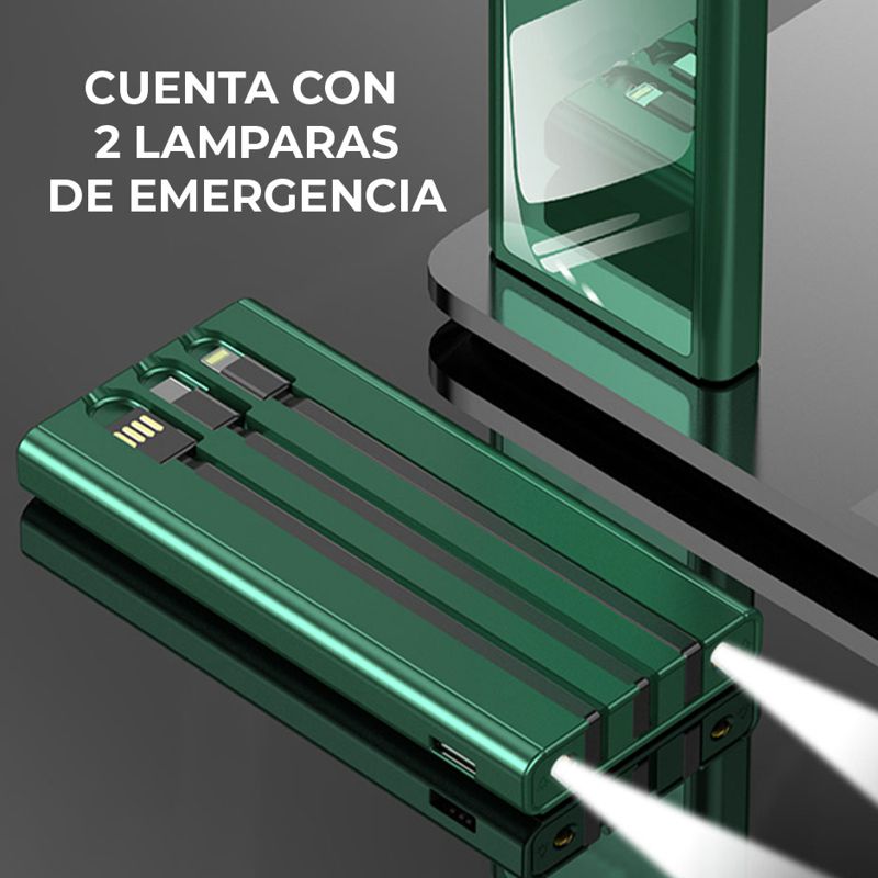 Power Bank Pila Batería Portátil 10000 mah Conecta 3 dispositivos al mismo tiempo, conectores integrados