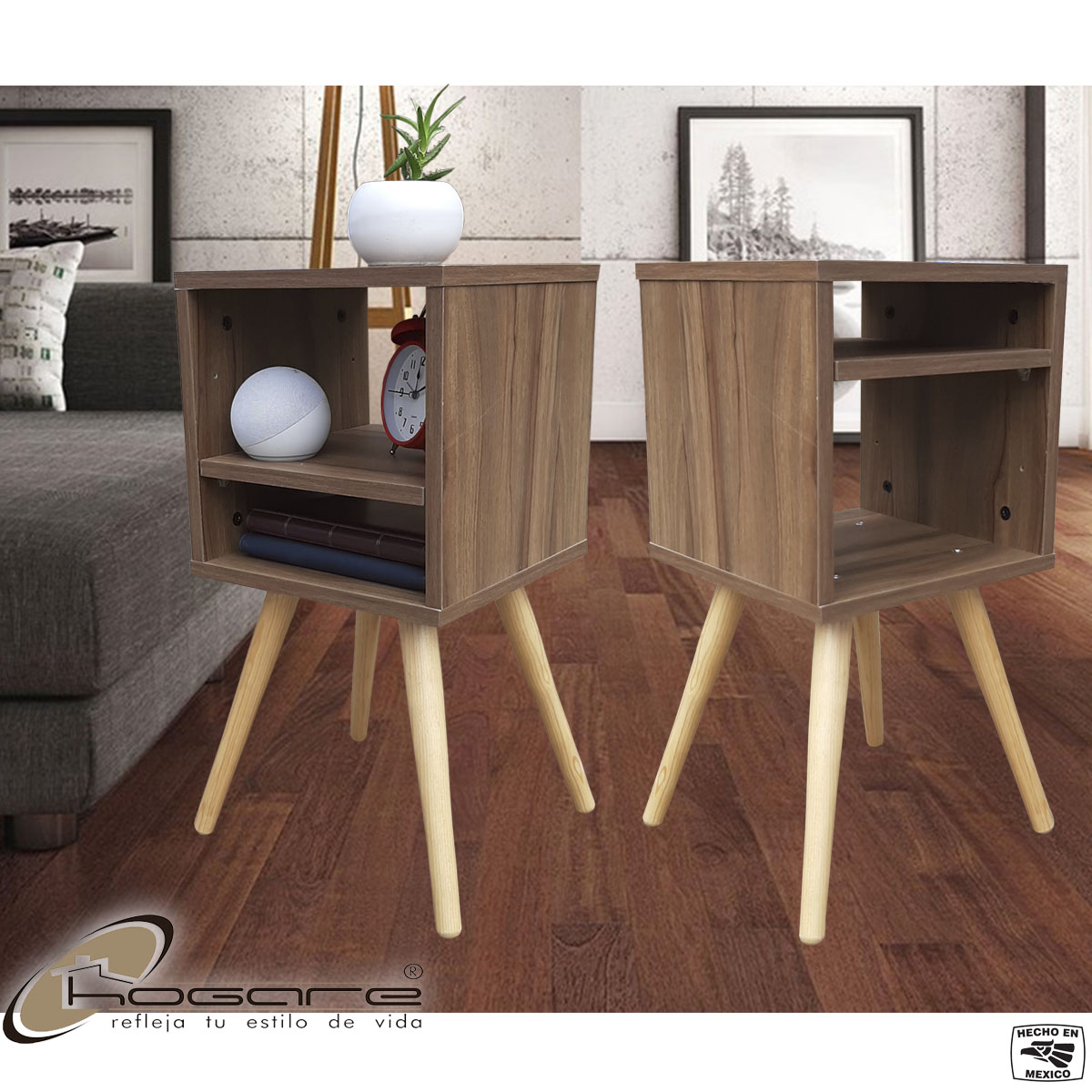 Buro Estilo Moderno, Hogare,  Mesita De Noche Mesa Buró, Minimalista y Divertido Parota 