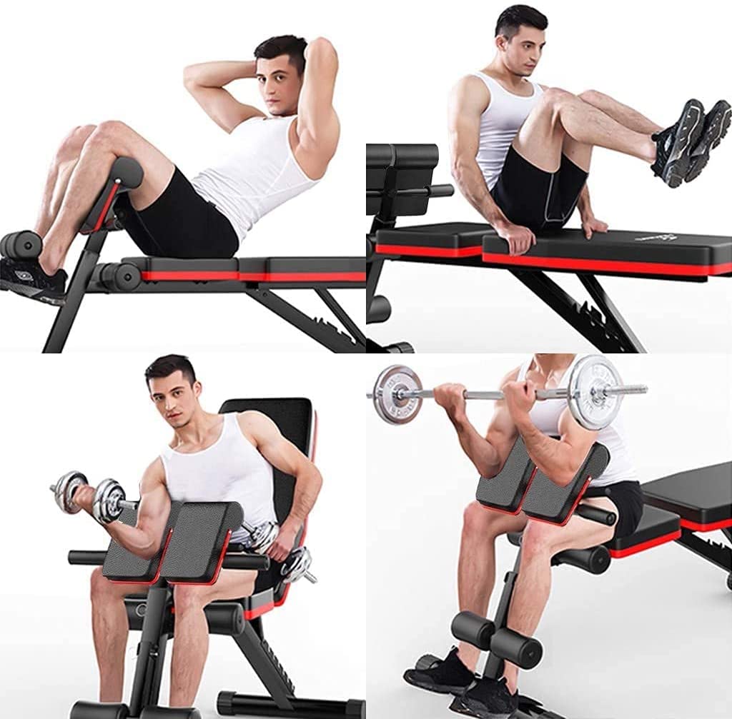Banco para ejercicio multifuncional ajustable para entrenamiento de cuerpo completo con diseño plegable para el hogar multi-posiciones gym para pesas y mas..