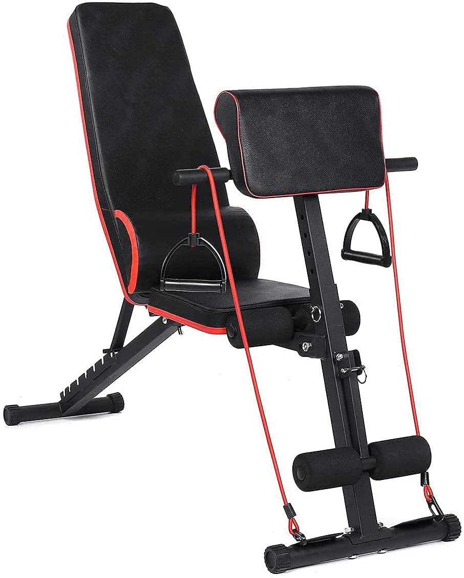 Banco para ejercicio multifuncional ajustable para entrenamiento de cuerpo completo con diseño plegable para el hogar multi-posiciones gym para pesas y mas..
