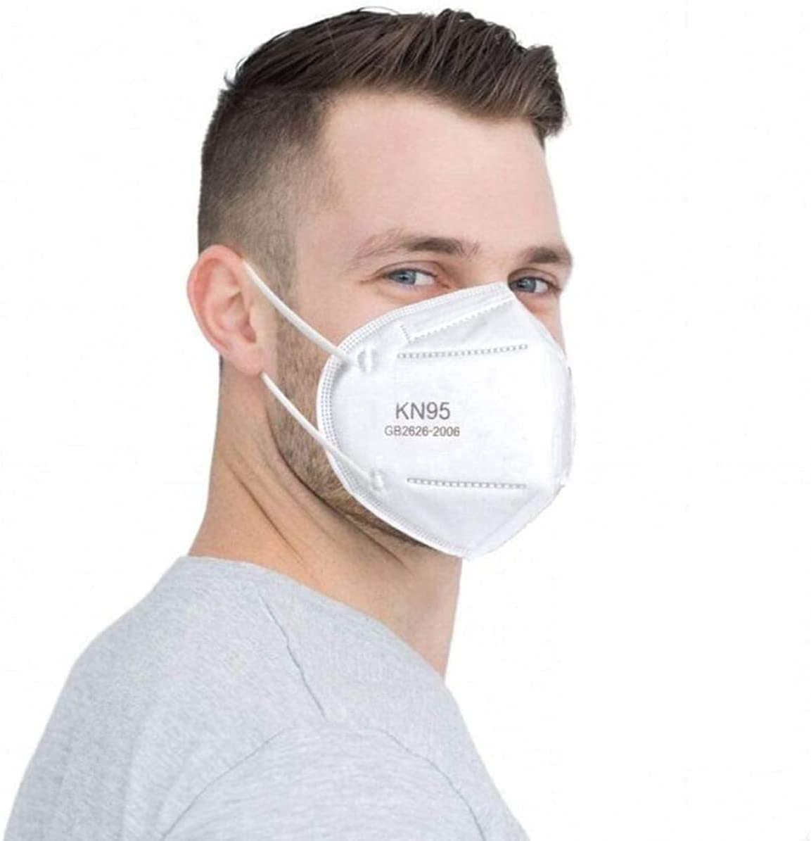 50 piezas de cubrebocas KN95. Tapabocas, Mascarillas Protectoras con 5 Capas, Cubrebocas Desechable y Ajustador Nasal con empaque individual (Ajuste Comodo, Blanco)
