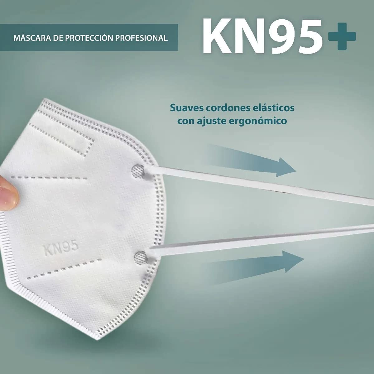 50 piezas de cubrebocas KN95. Tapabocas, Mascarillas Protectoras con 5 Capas, Cubrebocas Desechable y Ajustador Nasal con empaque individual (Ajuste Comodo, Blanco)