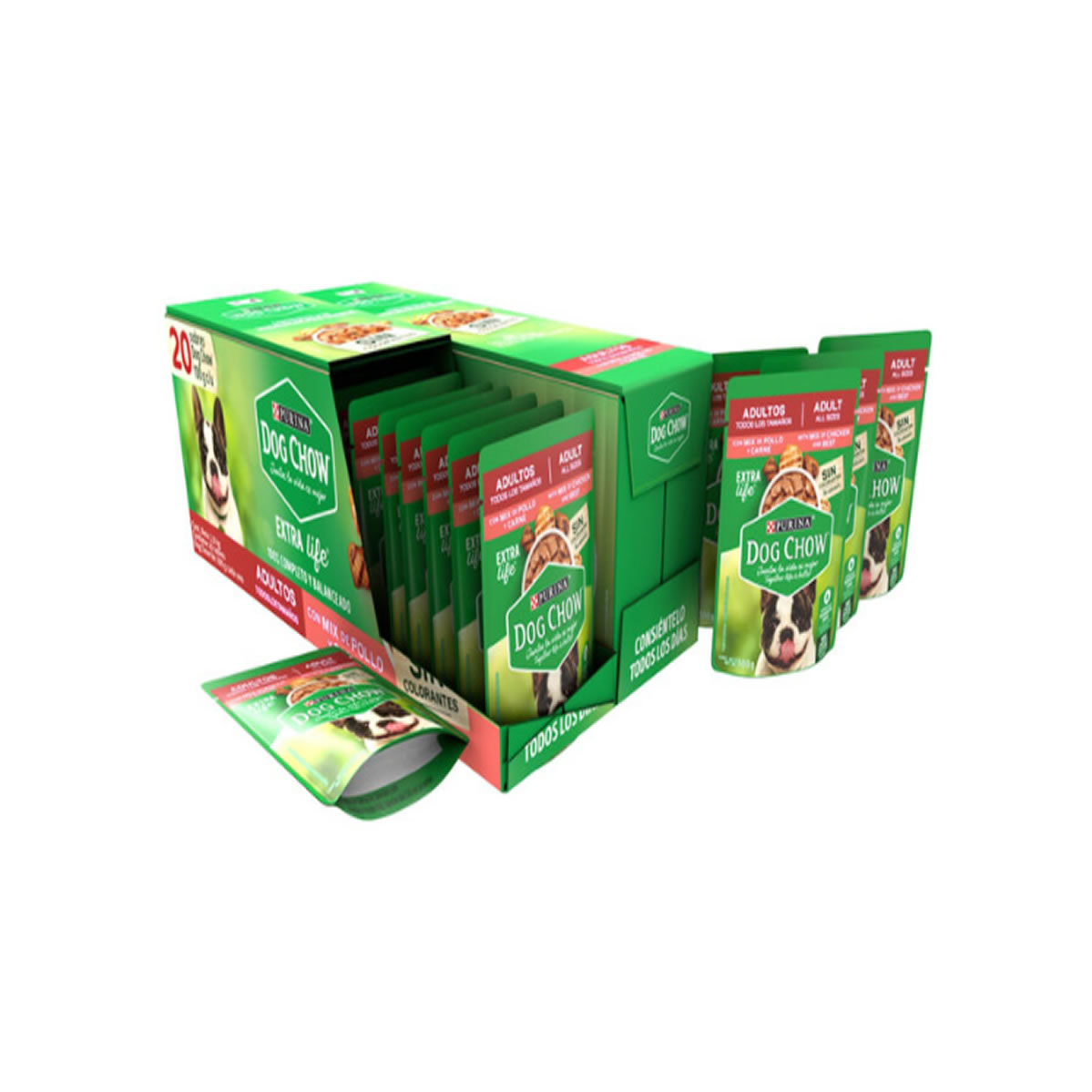 Purina Dog Chow Alimento Húmedo Adulto Sabor Pollo, Carne 40 piezas
