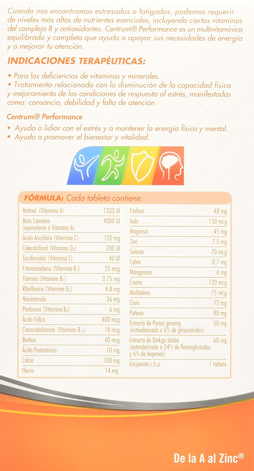 Multivitaminico Centrum Performance 100 Tabletas