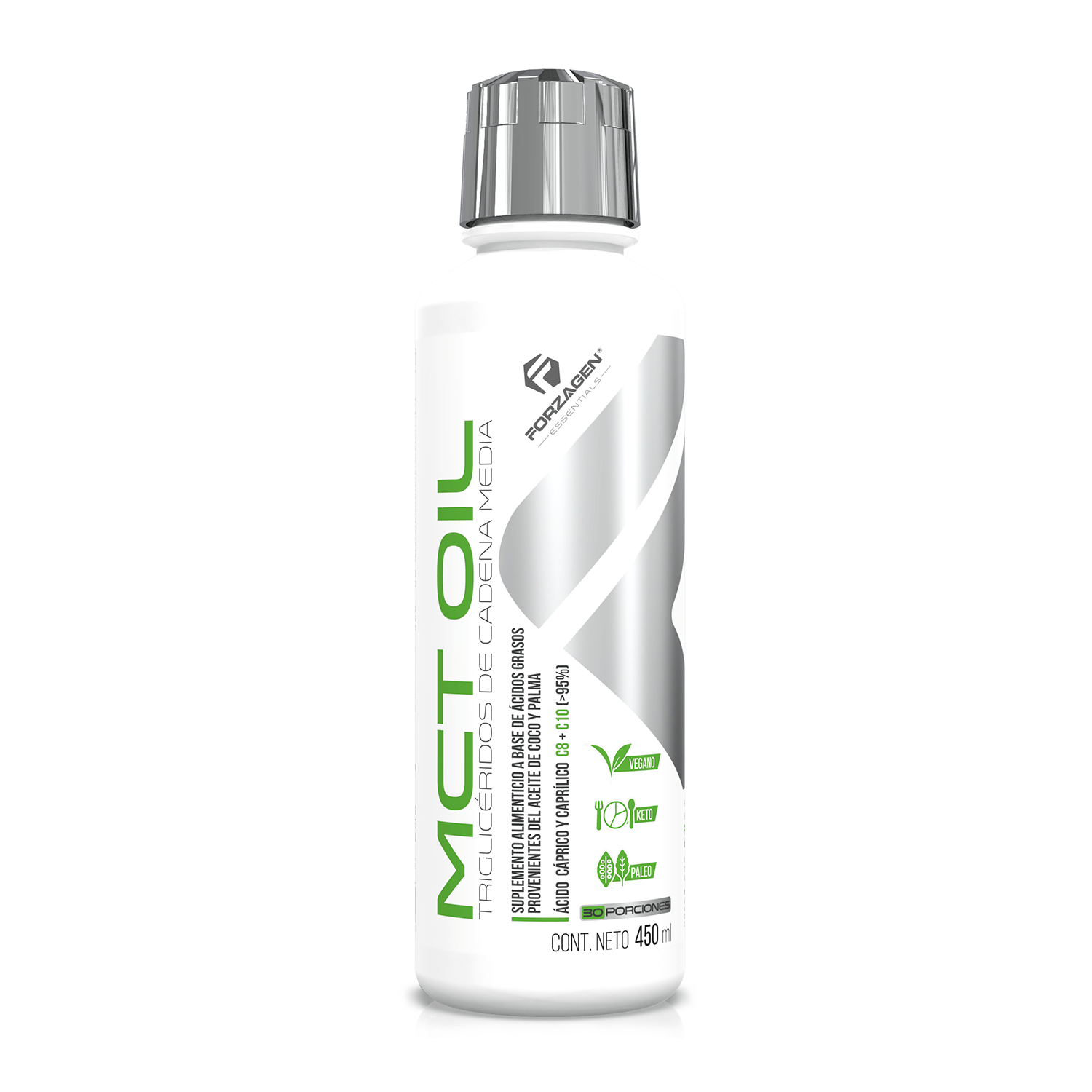 MCT Oil Liquido 450 ml Sin Sabor | Excelente para dietas KETO Energía y control de apetito | 30 serv