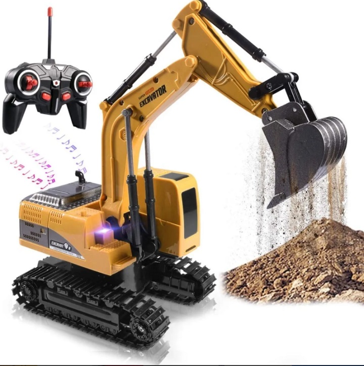 Excavadora Control Remoto 1:24 Rc Juguete 6canal Niños Metal