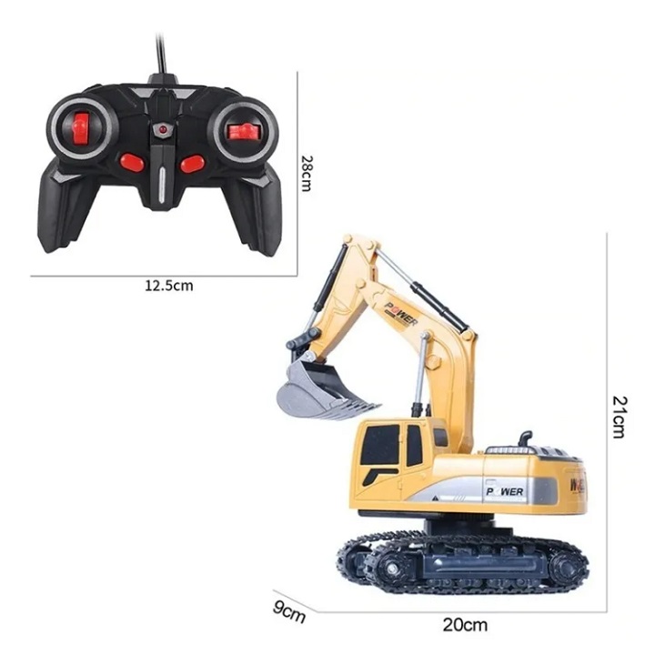 Excavadora Control Remoto 1:24 Rc Juguete 6canal Niños Metal