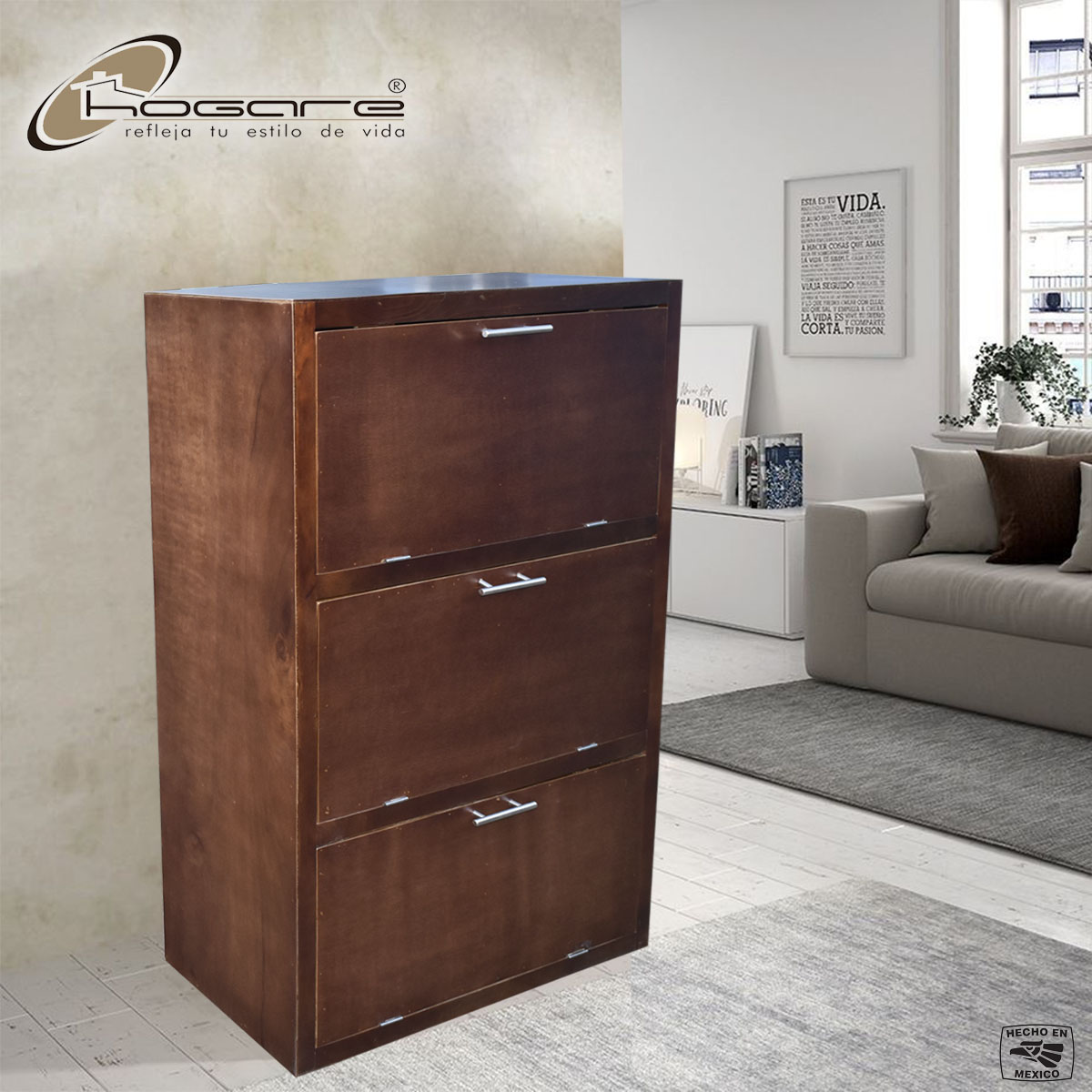 "Mueble Zapatero Moderno Minimalista Para 36 Pares O 24 Pares Nogal   "