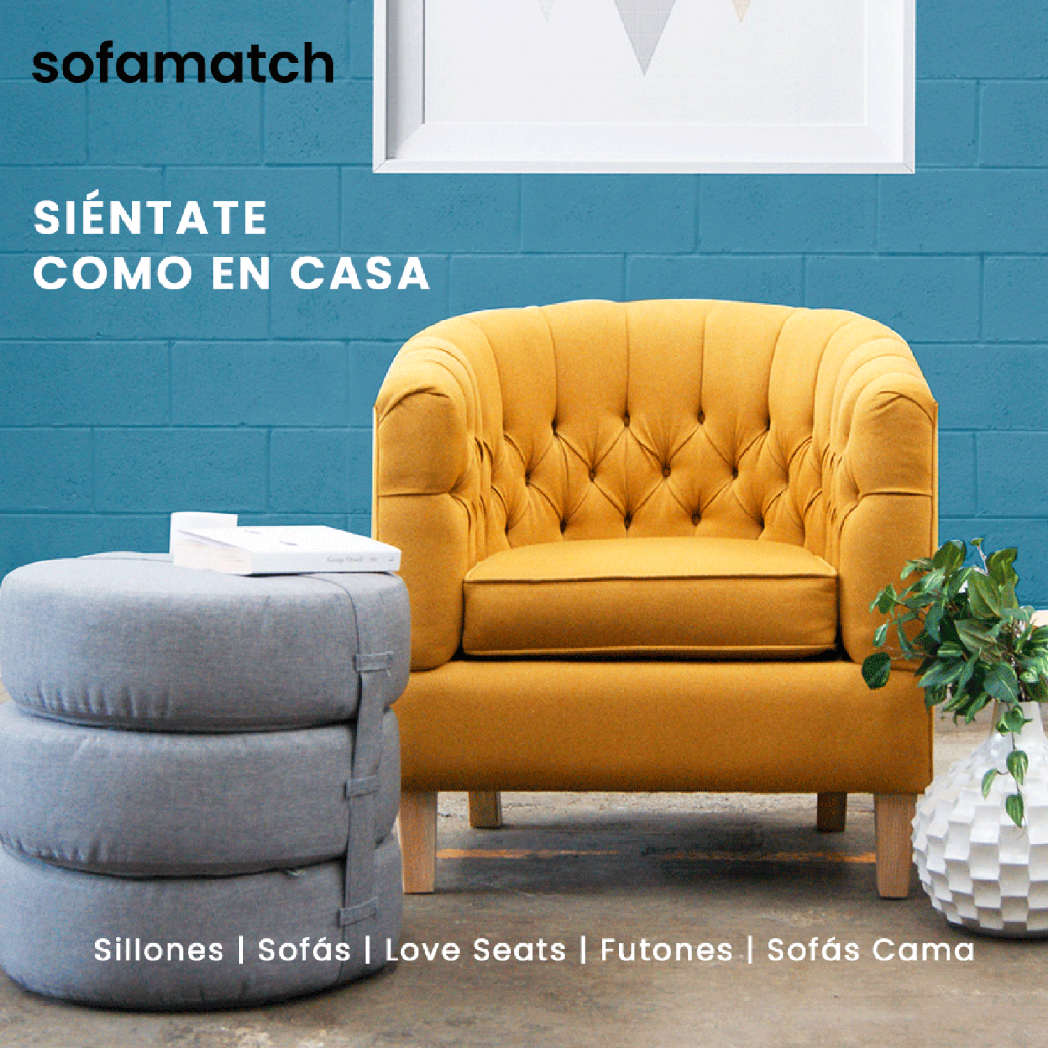 Love Seat Menken SofaMatch, Tela Quantum, Patas Natural Blue