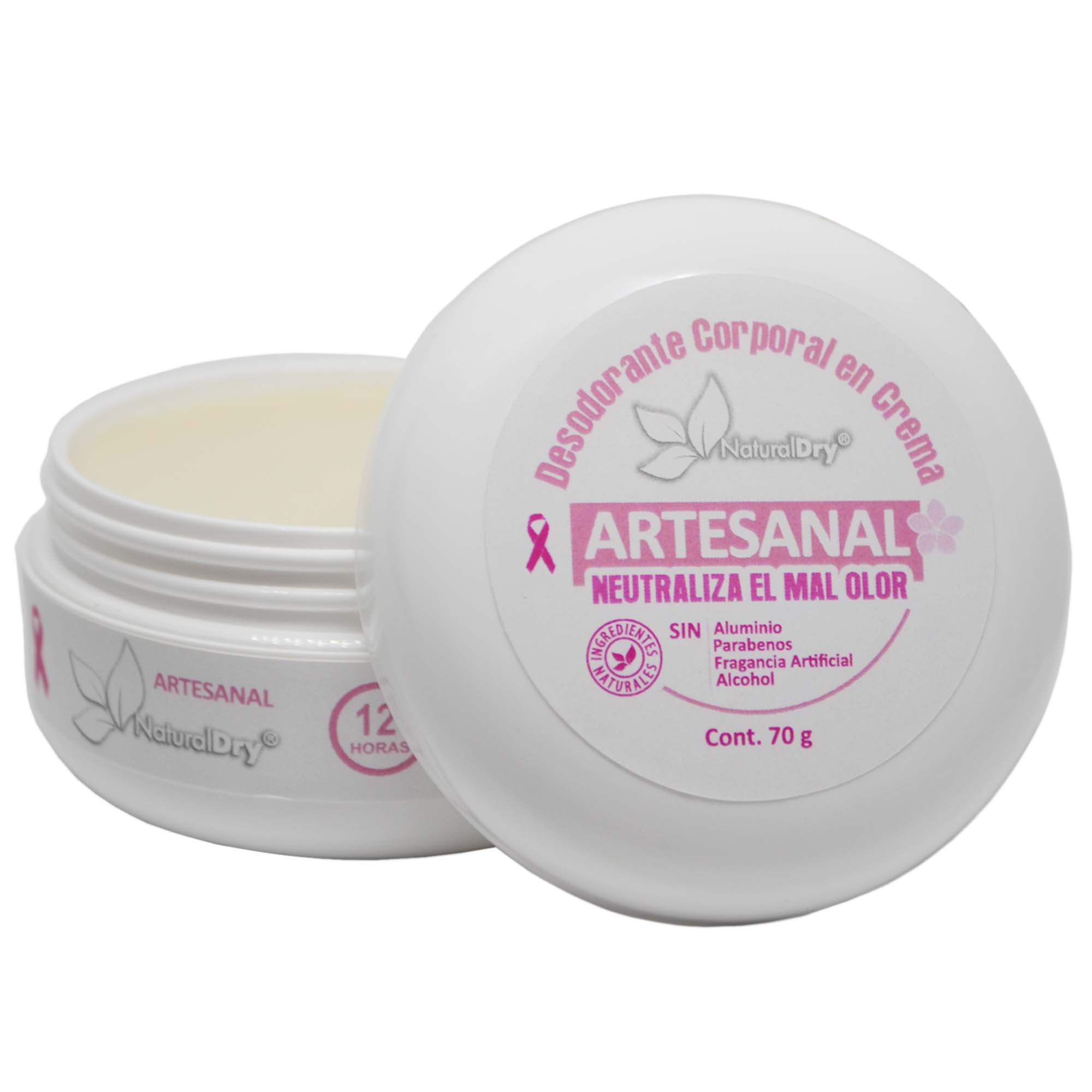 NaturalDry - 1  Desodorante corporal en crema para mujer artesanal - Sin aluminio - Neutraliza el mal olor