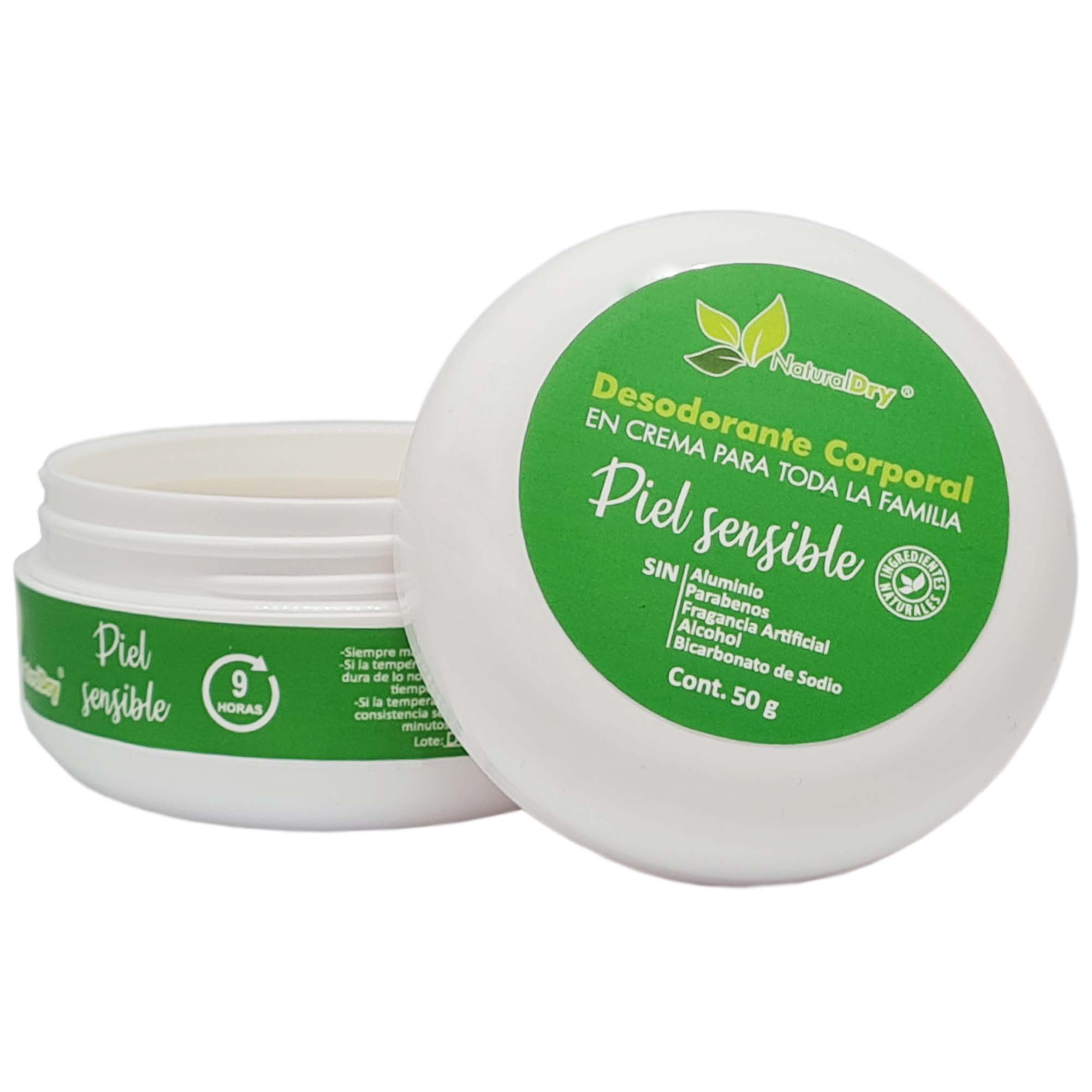 NaturalDry - 1 Desodorante corporal en crema piel sensible toda la familia - Sin aluminio - Neutraliza el mal olor