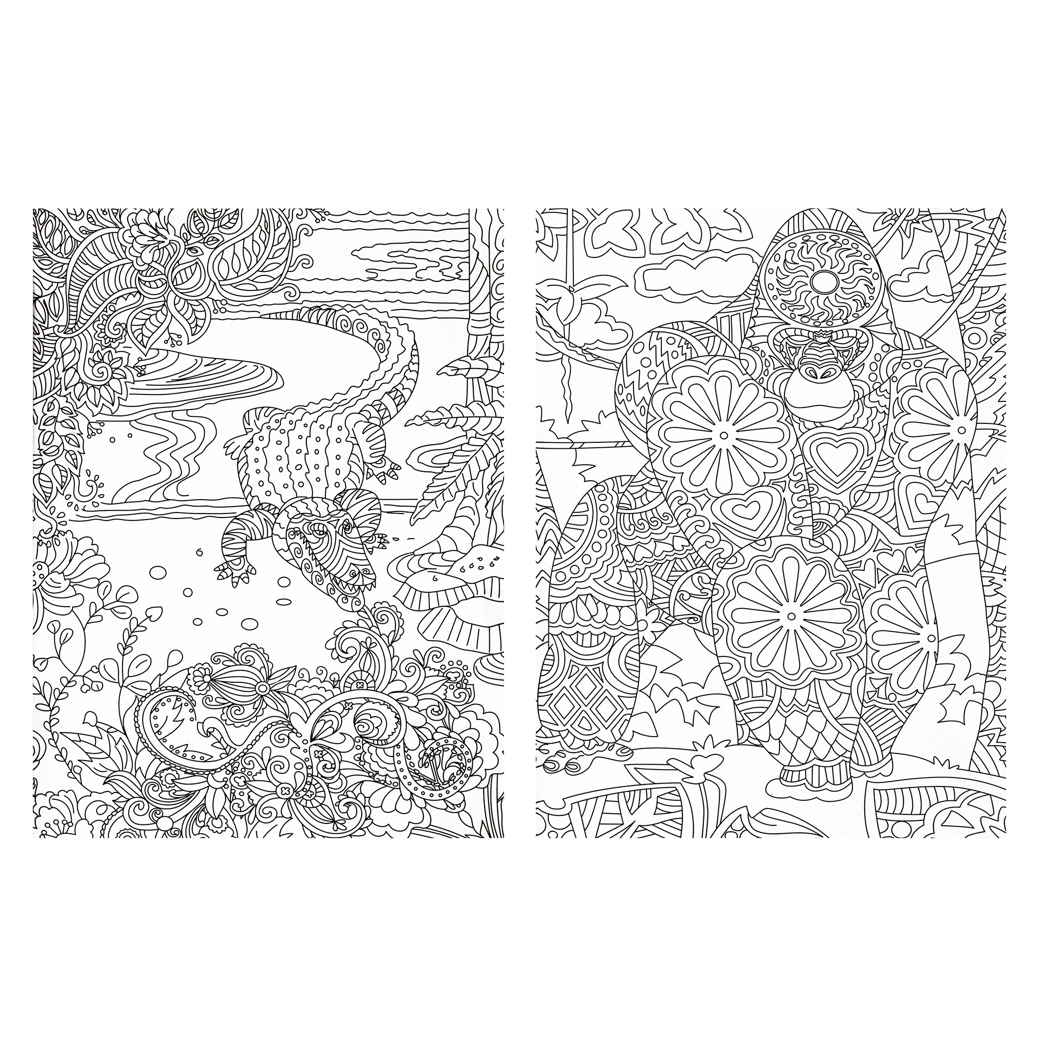 Libro para Colorear Animales + 12 colores + 24 Plumones + 64 Diseños