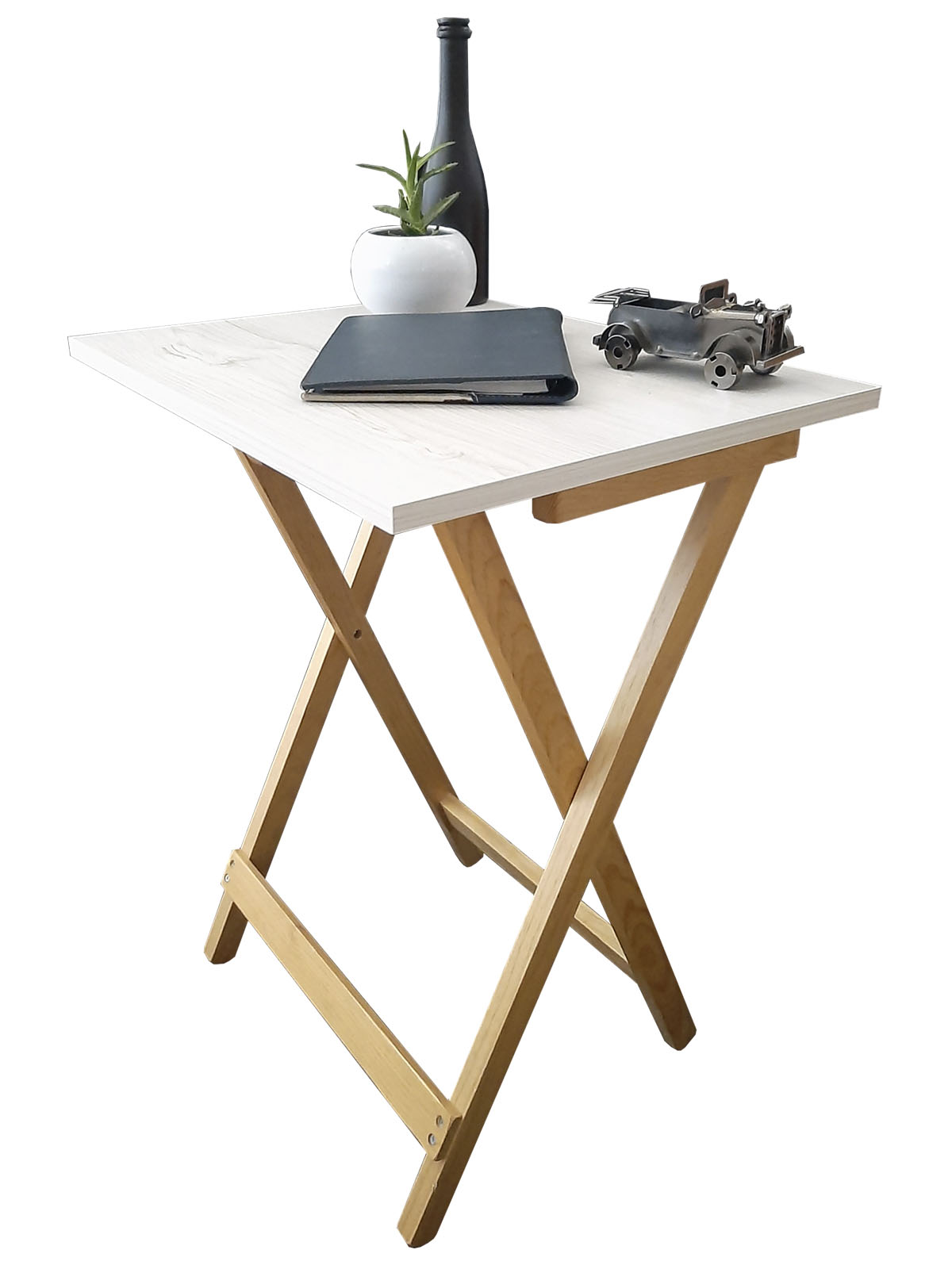 Mesa Plegable, cubierta de  Melamina Utility Hogare, Mesa Auxiliar Aile Blanco