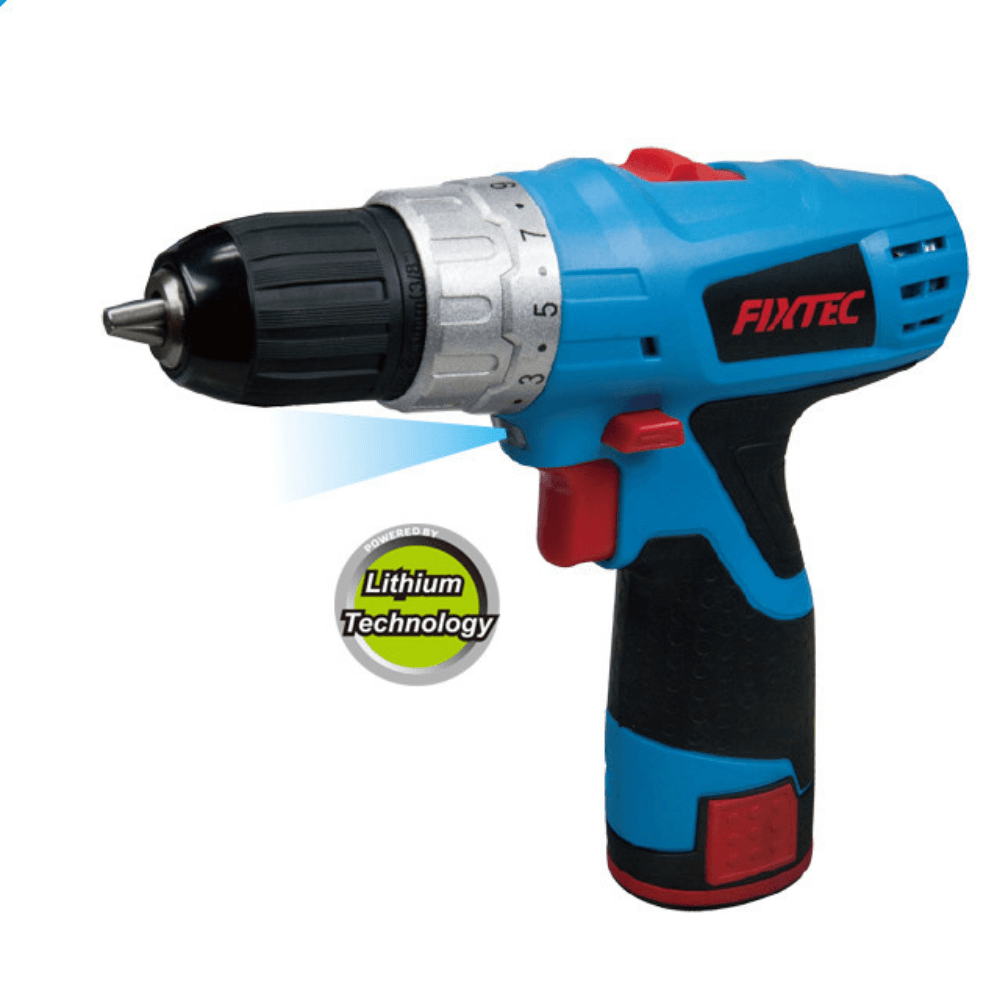 FIXTEC Taladro Inalámbrico 12V Profesional Incluye 2 Baterías