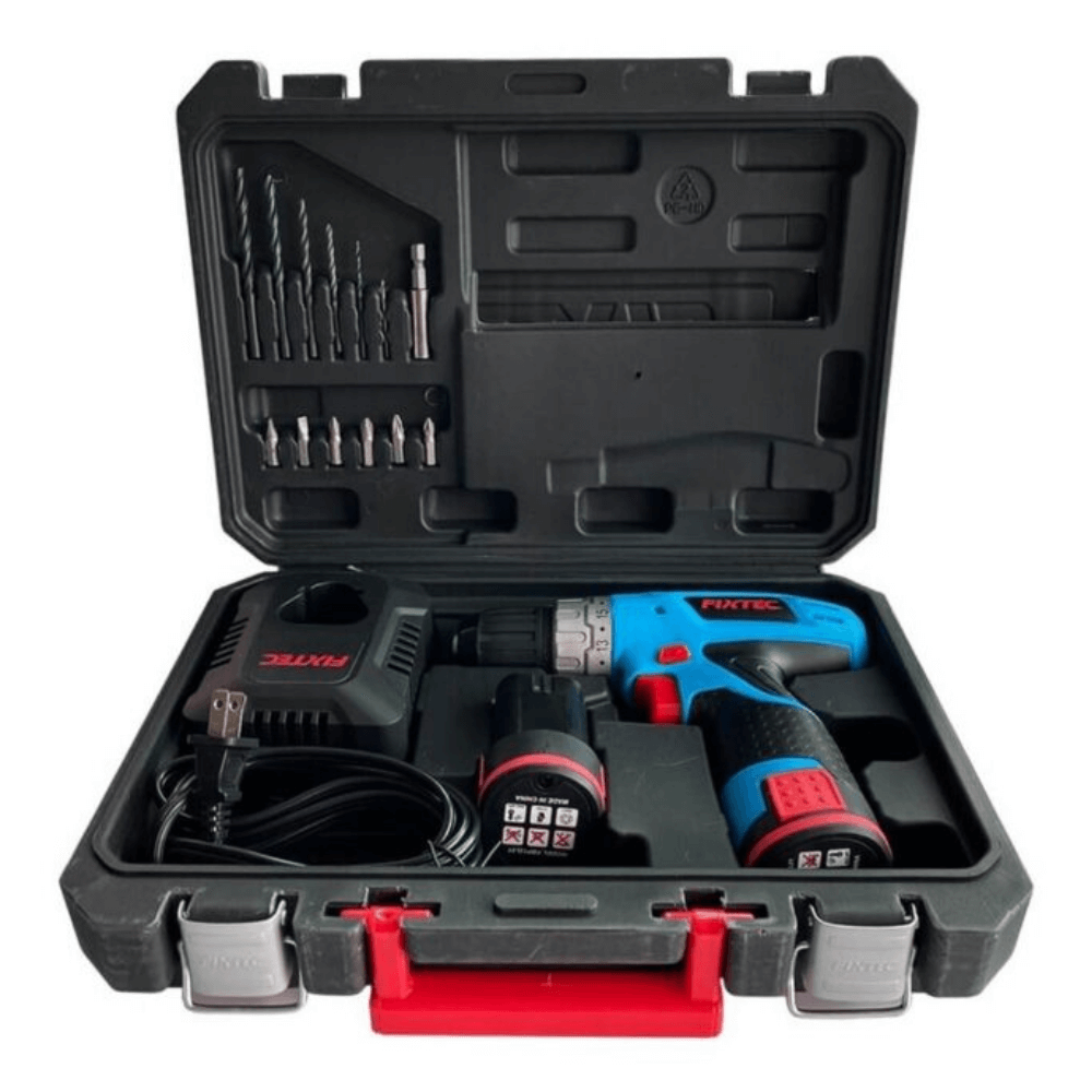 FIXTEC Taladro Inalámbrico 12V Profesional Incluye 2 Baterías