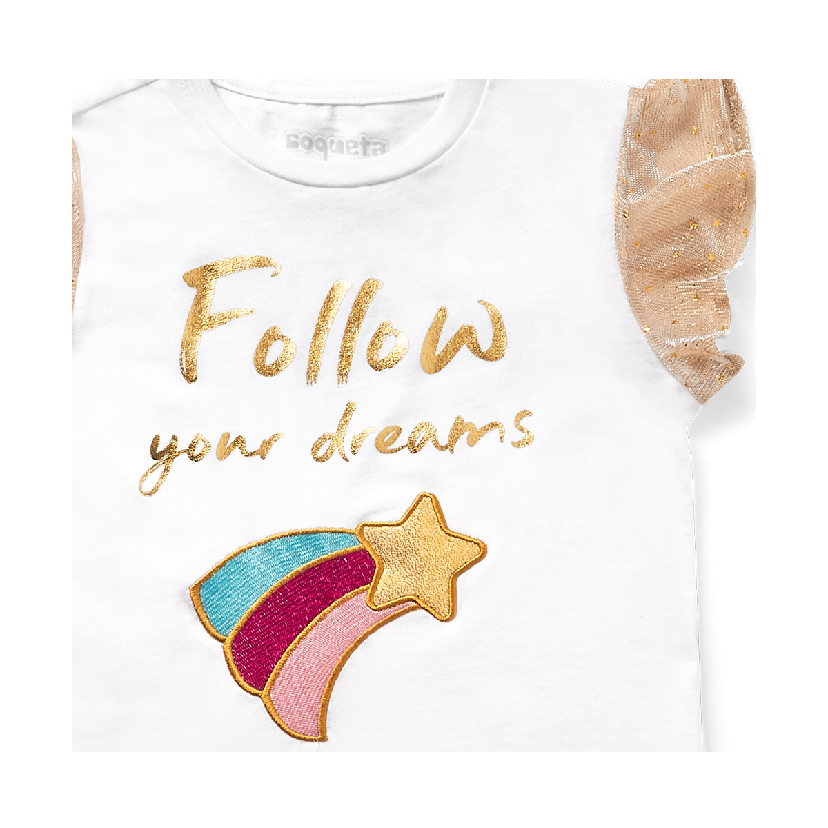 BLUSA DE ESTRELLA Coqueta 12124B Color Blanco PARA Niña Tx4