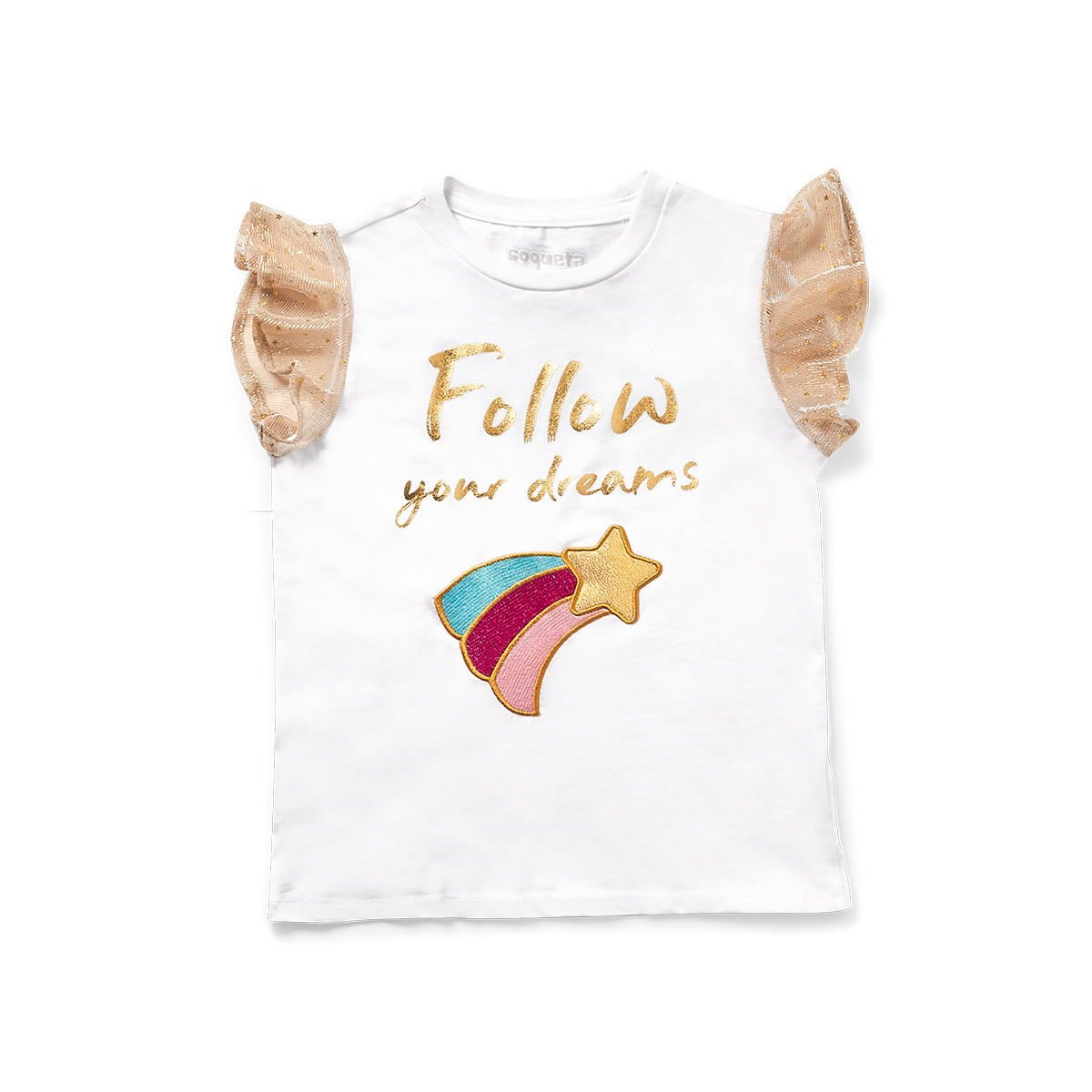 BLUSA DE ESTRELLA Coqueta 12124B Color Blanco PARA Niña Tx4