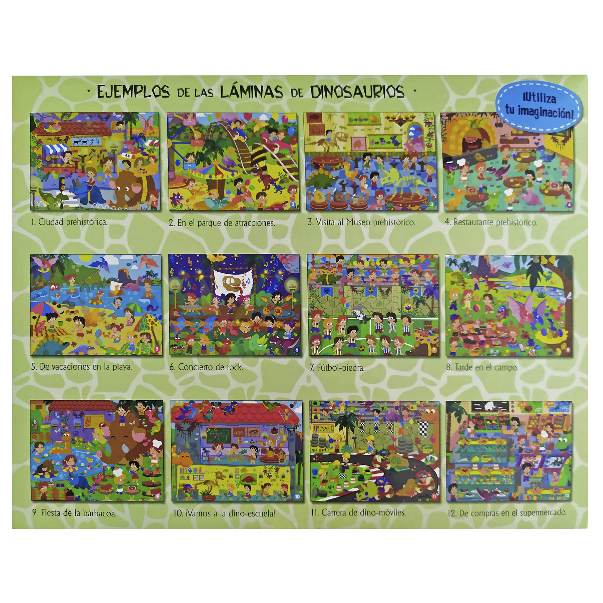 Dinosaurios, libro para colorear con más de 800 stickers, 12 pósters