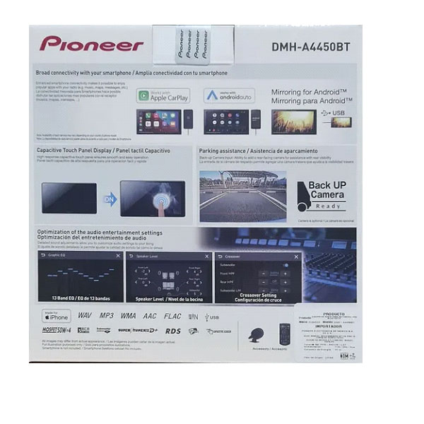 AUTO ESTÉREO DE PANTALLA PIONEER CON CAR PLAY DMH-A4450BT