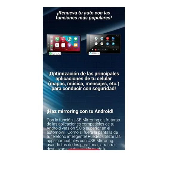 AUTO ESTÉREO DE PANTALLA PIONEER CON CAR PLAY DMH-A4450BT