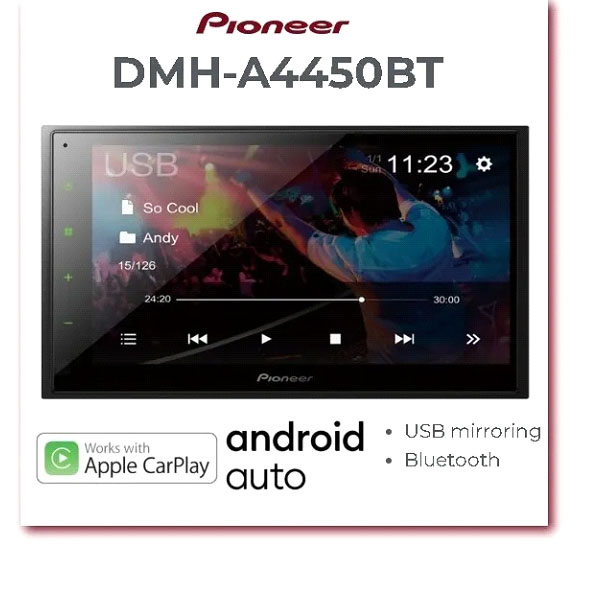 AUTO ESTÉREO DE PANTALLA PIONEER CON CAR PLAY DMH-A4450BT