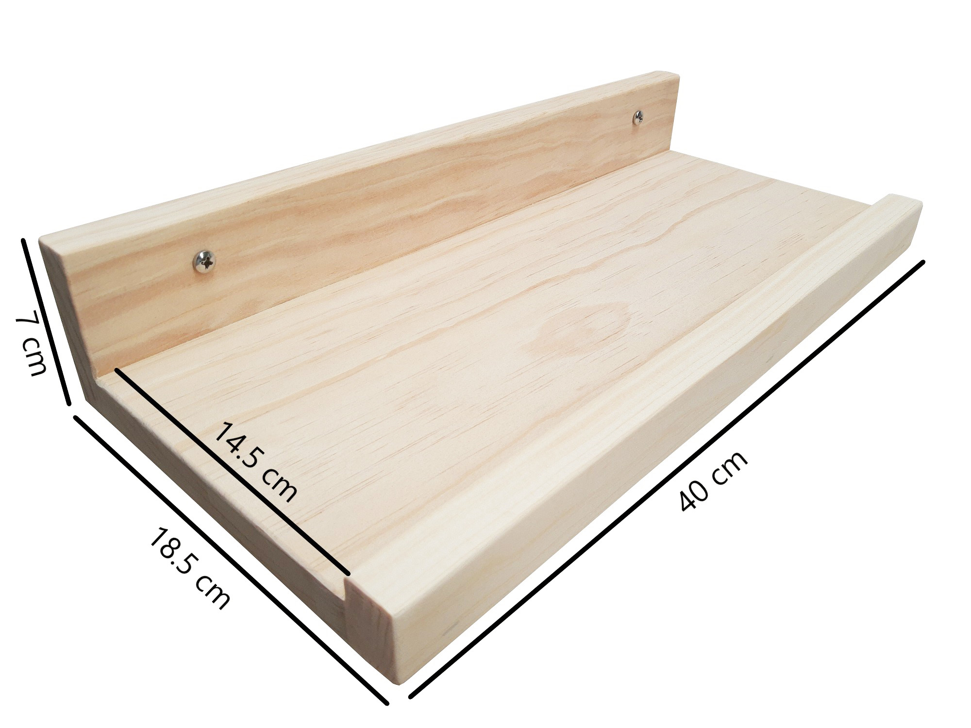 Repisa Con Ceja Chica 40 cm Madera De Pino Sin Pintar