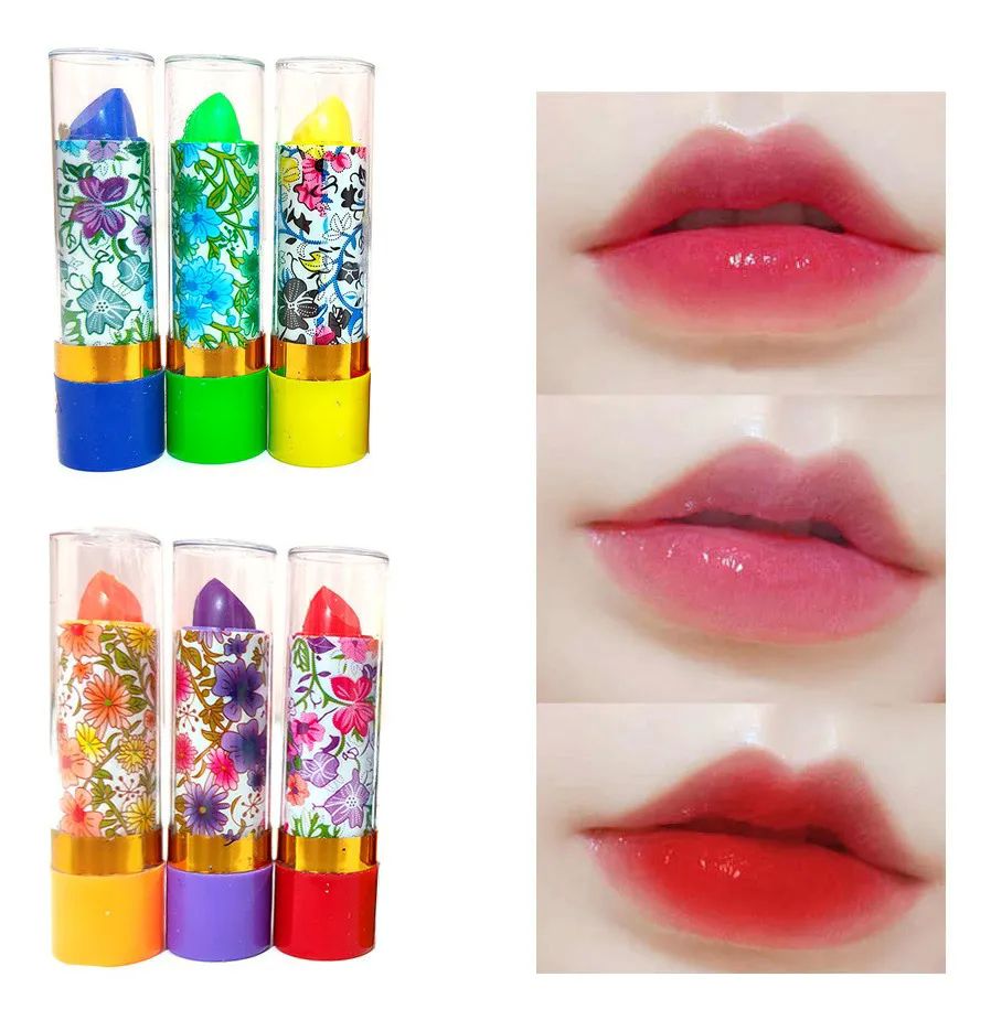 Pack 6 pz Labial Mágico Floral Clasico Para Labios Con Aroma