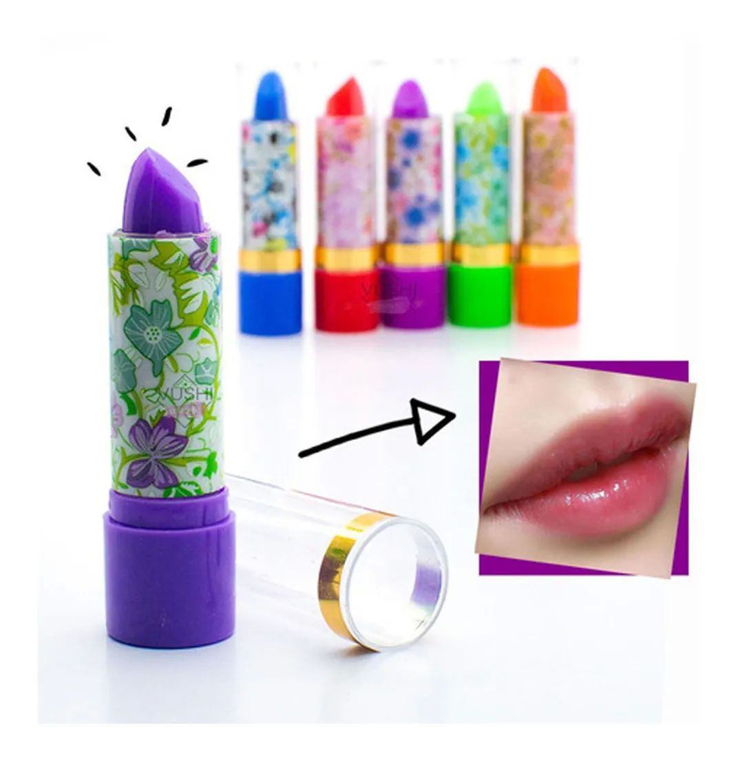 Pack 6 pz Labial Mágico Floral Clasico Para Labios Con Aroma