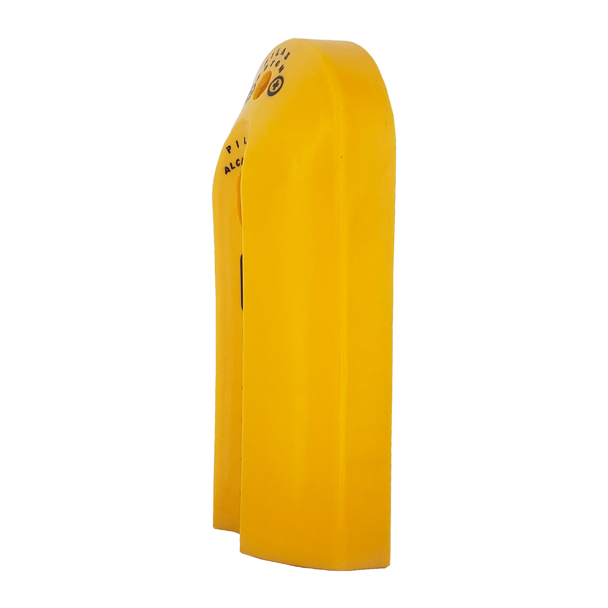 Contenedor plástico para pilas o baterías usadas Recobattery Comerzia con doble entrada para baterias color amarillo