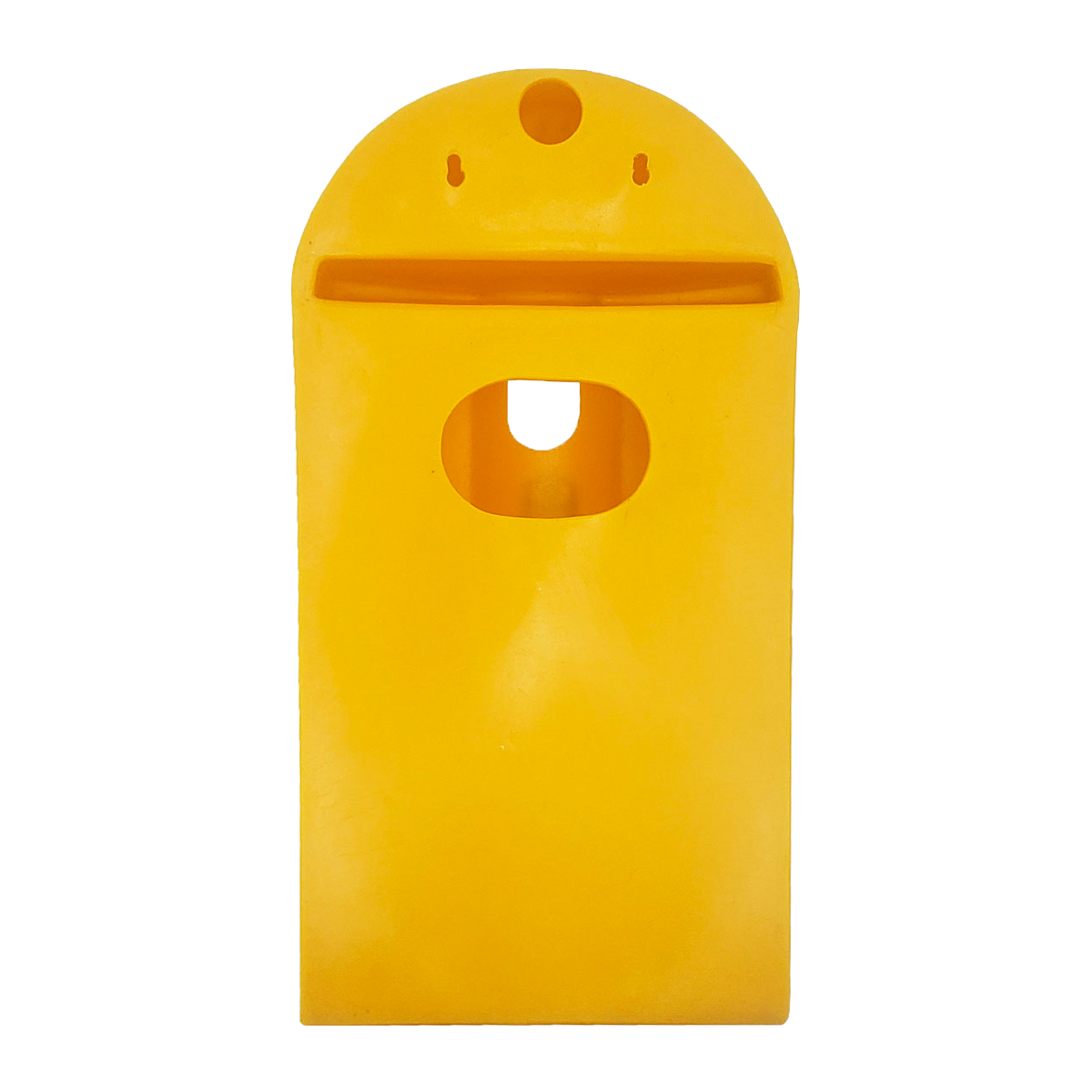 Contenedor plástico para pilas o baterías usadas Recobattery Comerzia con doble entrada para baterias color amarillo