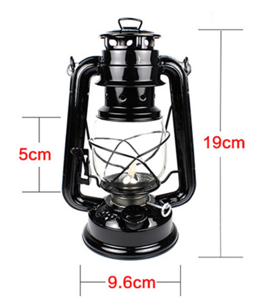 Lámpara Linterna de Petróleo o Parafina Altura 19cm Negra