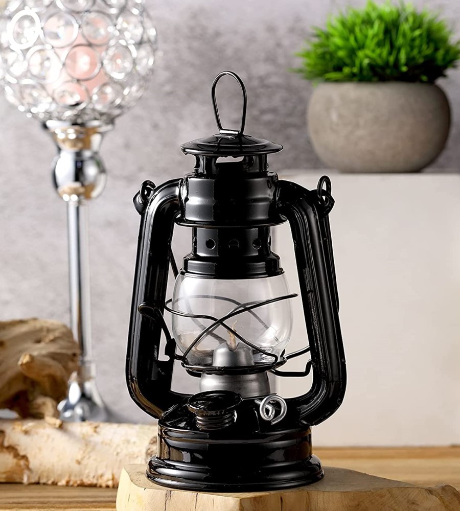 Lámpara Linterna de Petróleo o Parafina Altura 19cm Negra