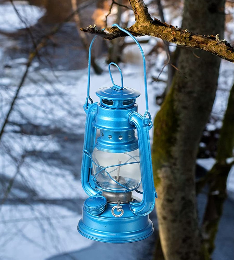 Lámpara Linterna de Petróleo o Parafina Altura 19cm   Azul