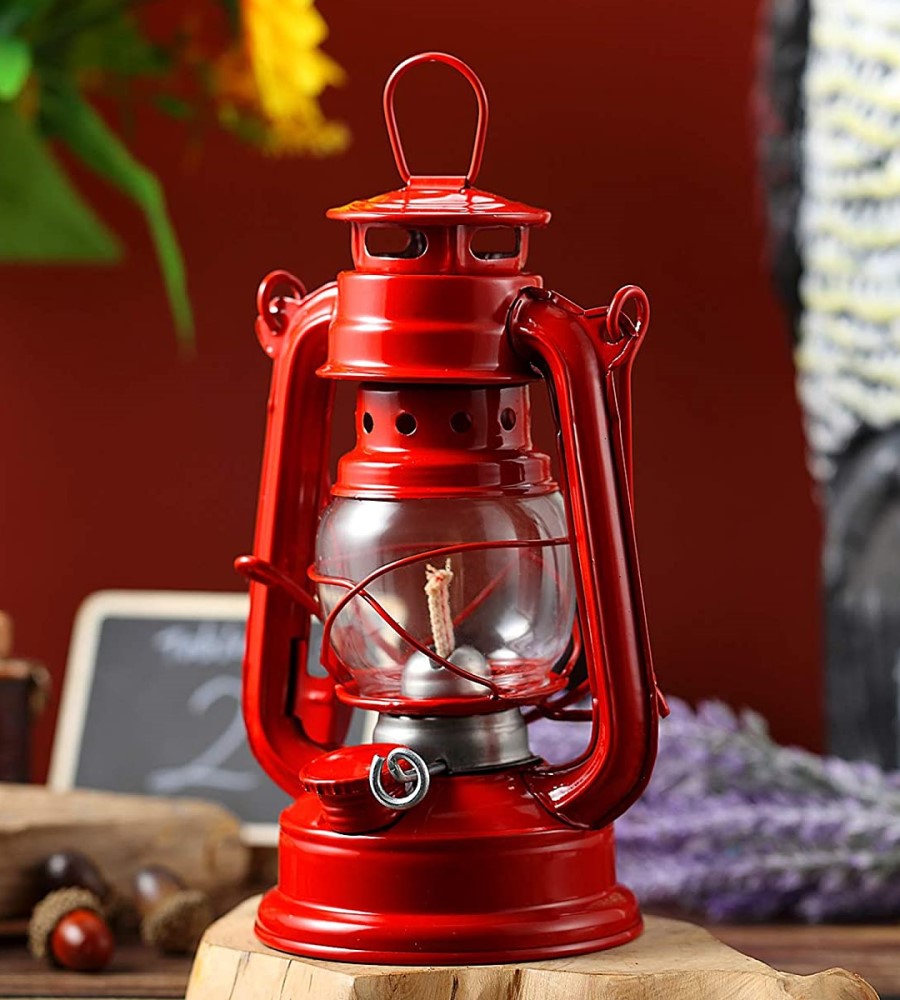 Lámpara Linterna de Petróleo o Parafina Altura 19cm Roja