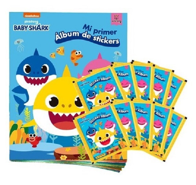 Álbum + 50 Sobres de Mi primer álbum de Stickers Babyshark oficial de panini