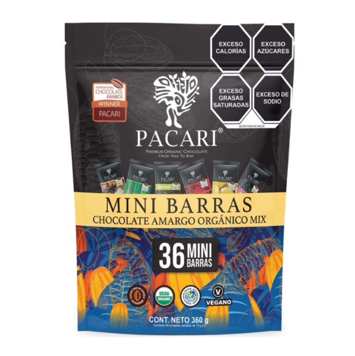 Surtido De Chocolate Amargo Orgánico 36 Pzas De 10 G, Pacari