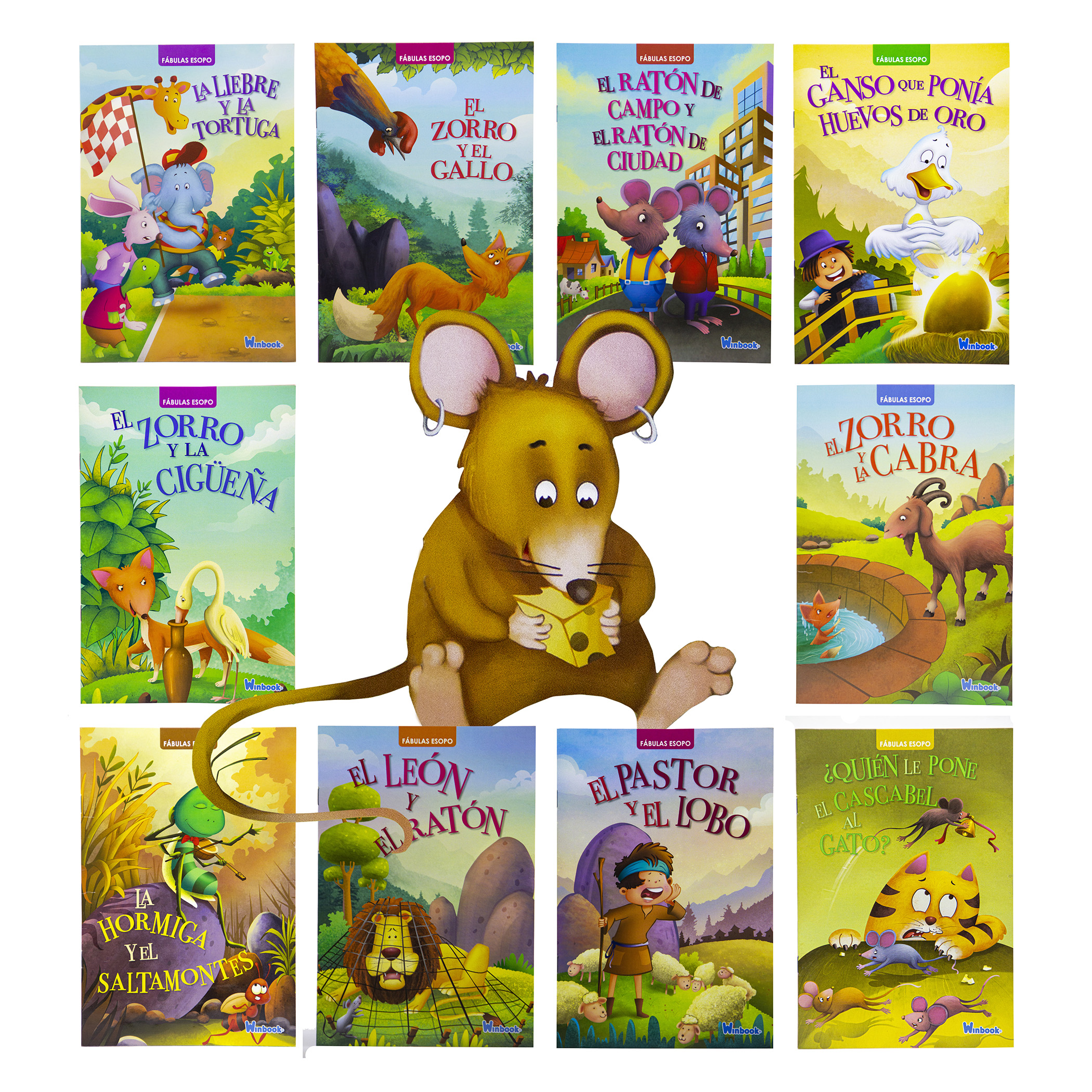 Colección de 10 Libros Fábulas de Esopo, Cuentos Infantiles