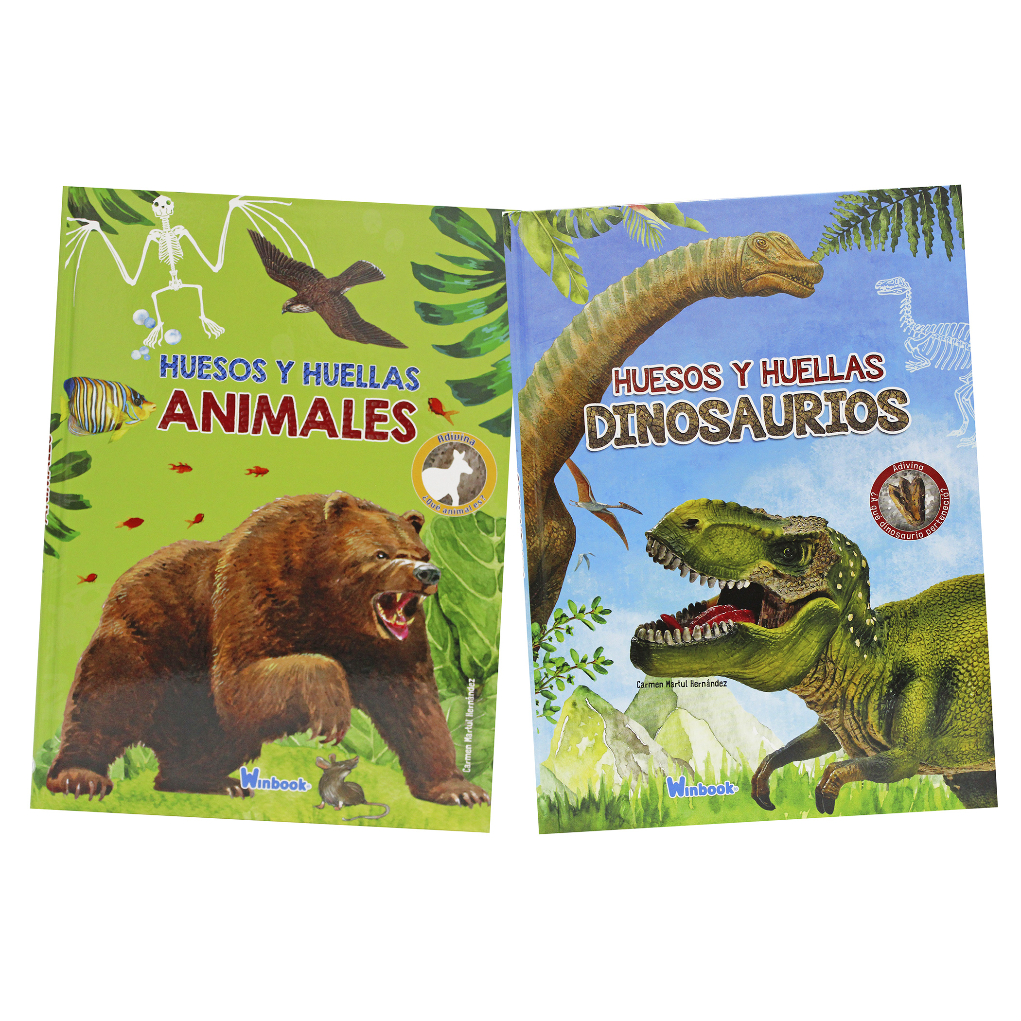 2 Libros, Dinosaurios y Animales Salvajes, Ilustrados, Pasta Dura