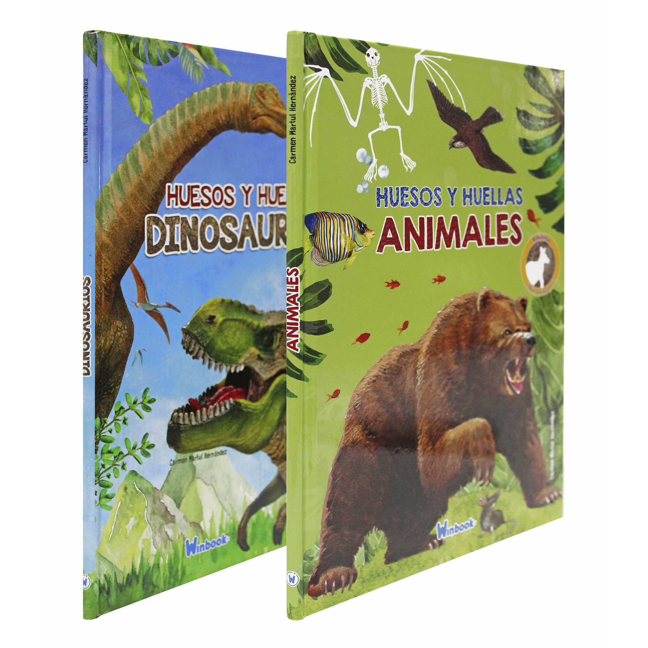 2 Libros, Dinosaurios y Animales Salvajes, Ilustrados, Pasta Dura