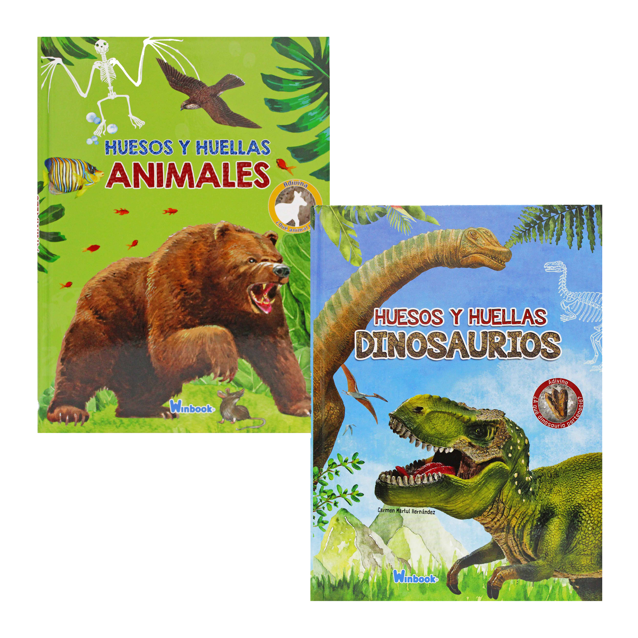 2 Libros, Dinosaurios y Animales Salvajes, Ilustrados, Pasta Dura