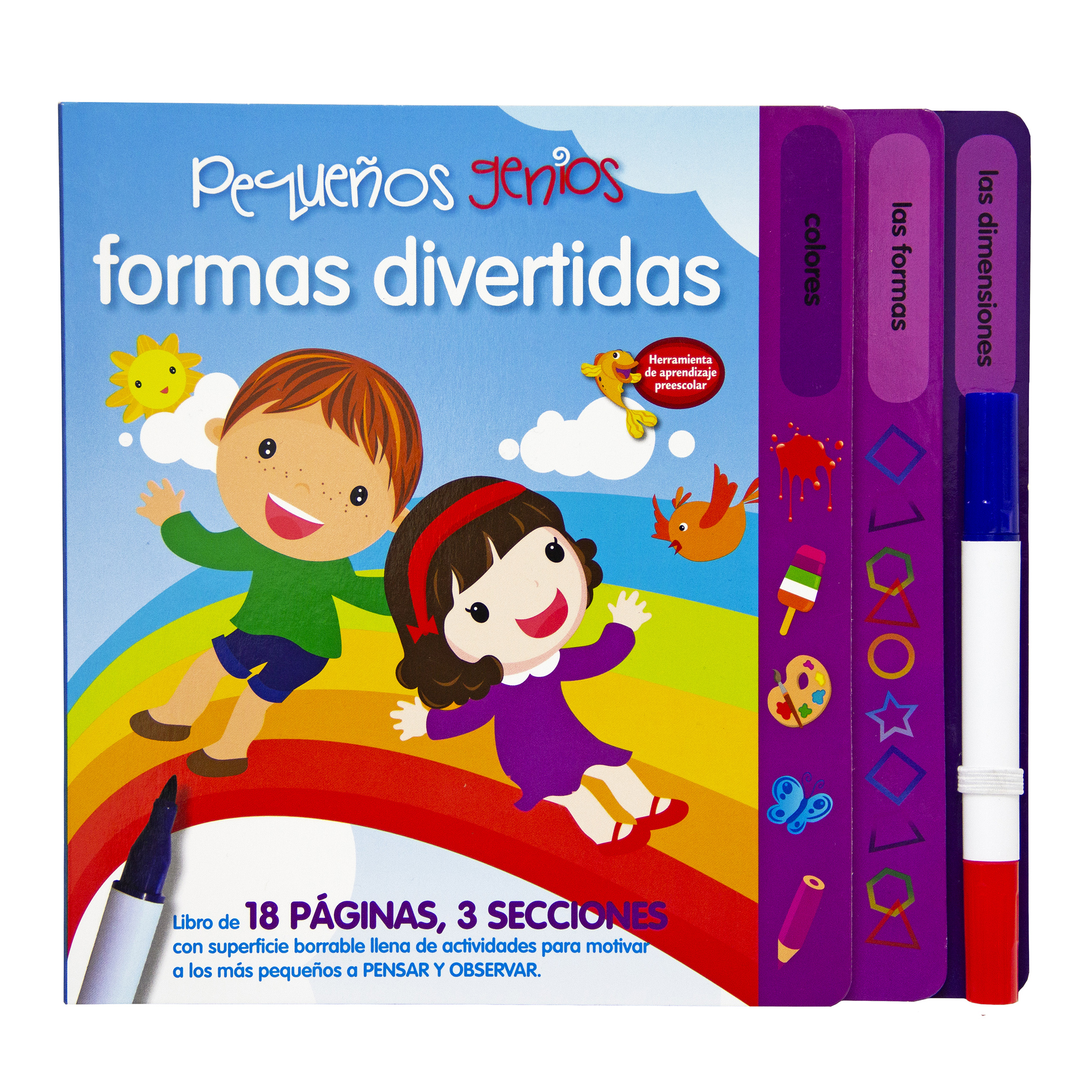 Formas y Números, 2 libros Borrables, Incluye 2 Plumones Bicolores, Infantiles