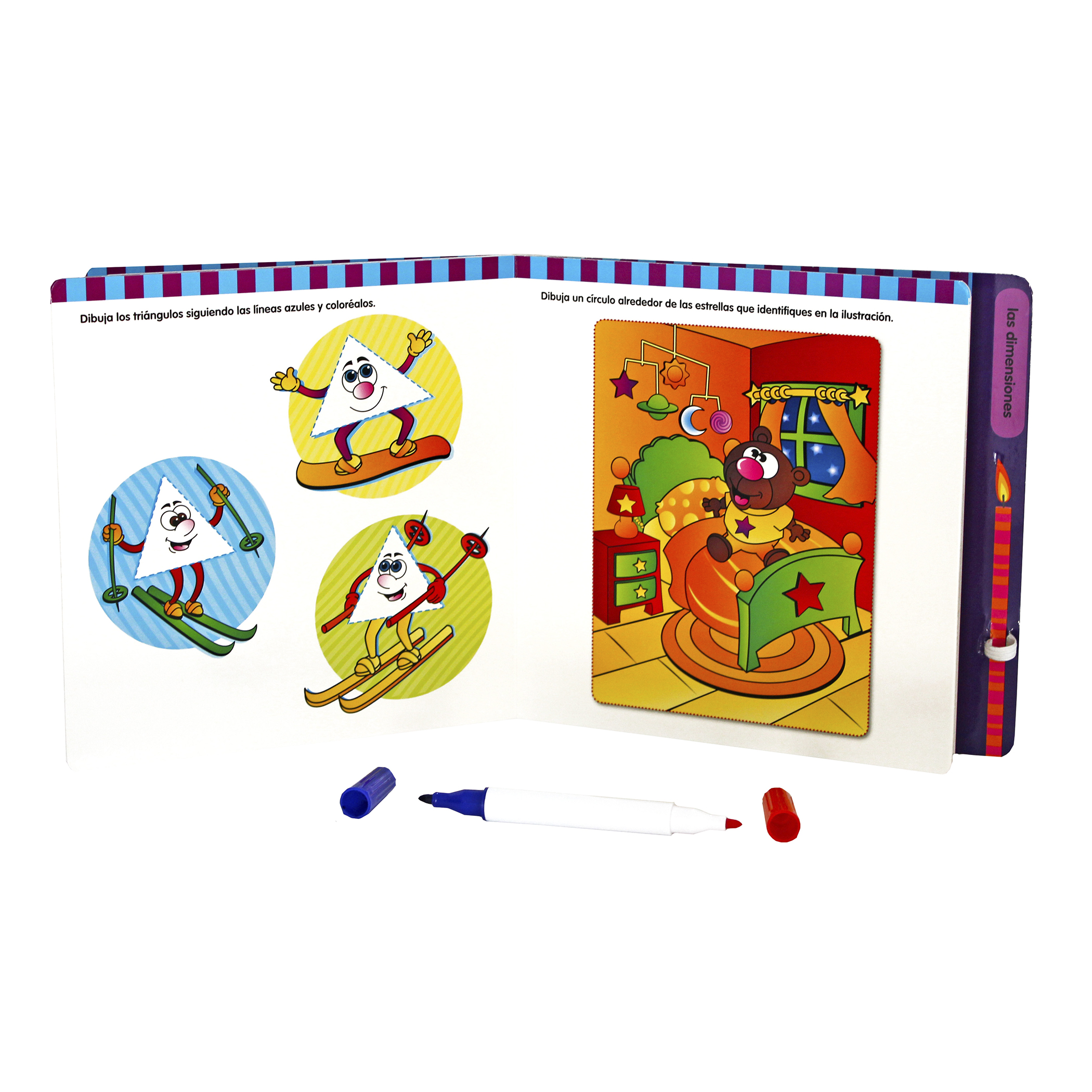 Formas y Números, 2 libros Borrables, Incluye 2 Plumones Bicolores, Infantiles