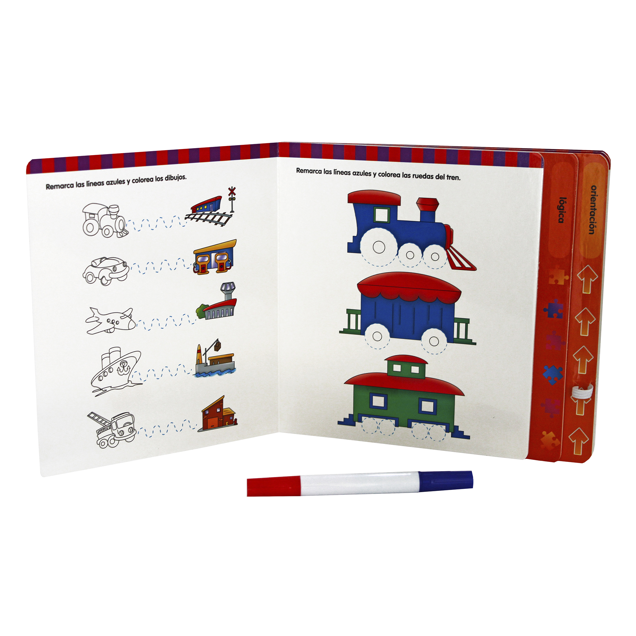 4 Libros Borrables, Formas, Lógica, Colores y Números, Incluye 4 Plumones