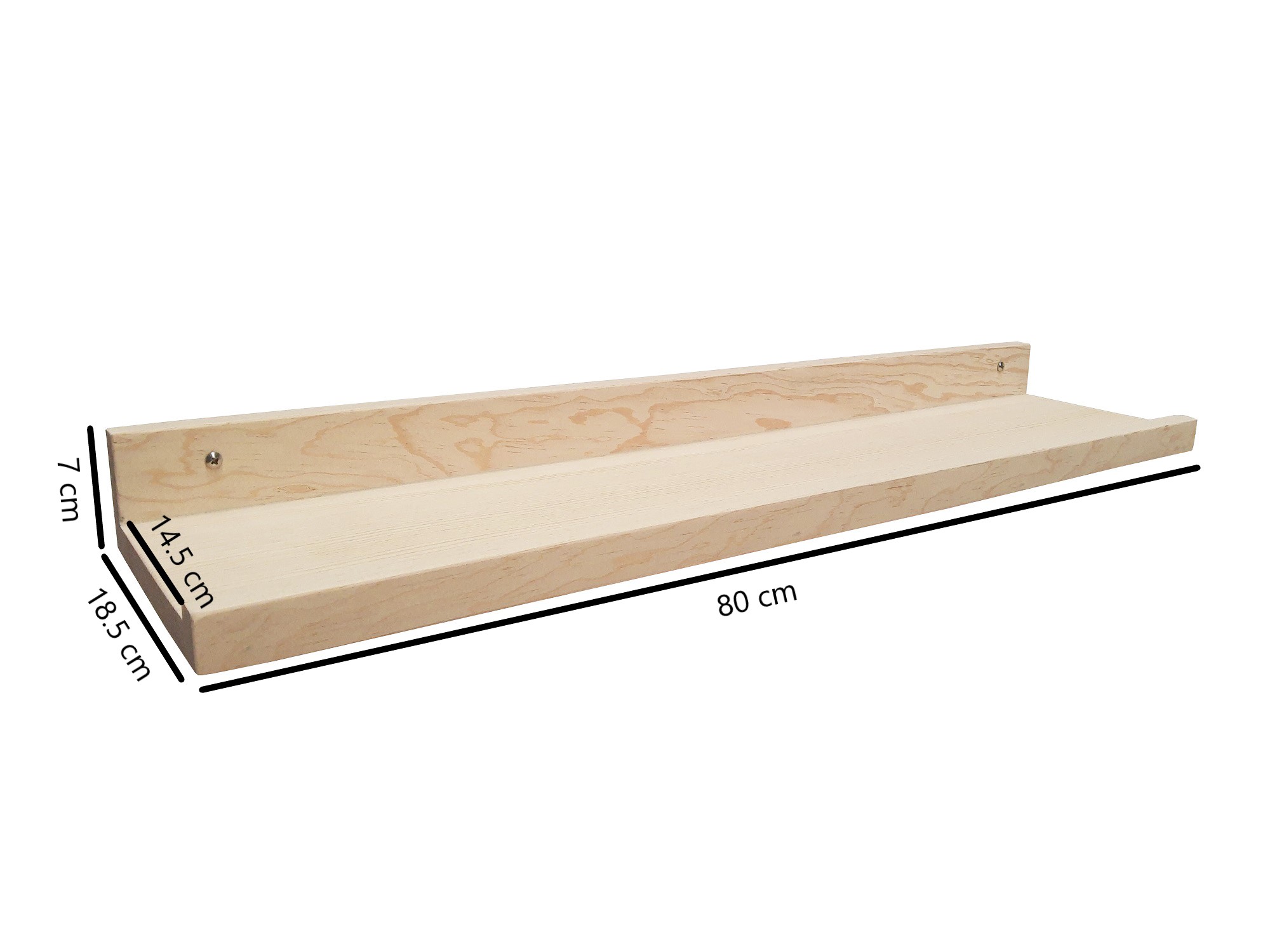 Repisa Con Ceja 80 Cm Madera De Pino Sin Pintar