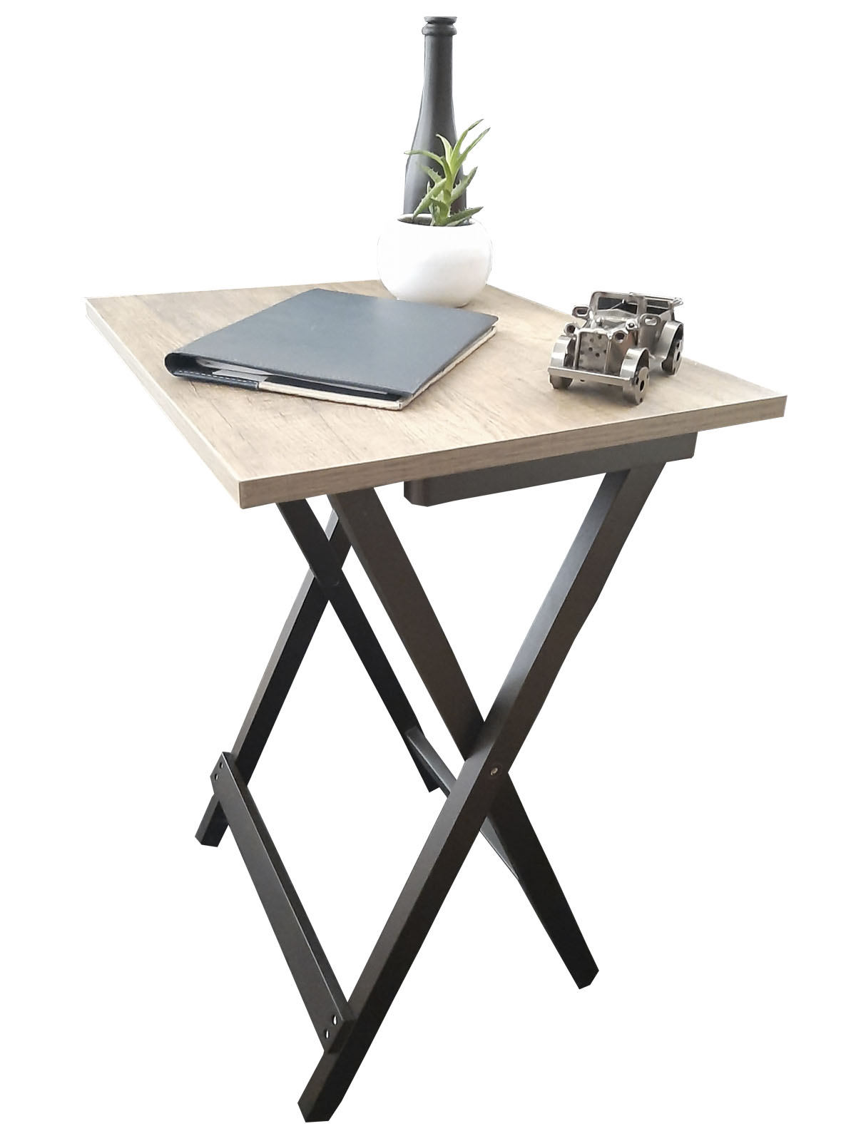 Mesa Plegable, cubierta de  Melamina Utility Hogare, Mesa Auxiliar chocolate Rustik 