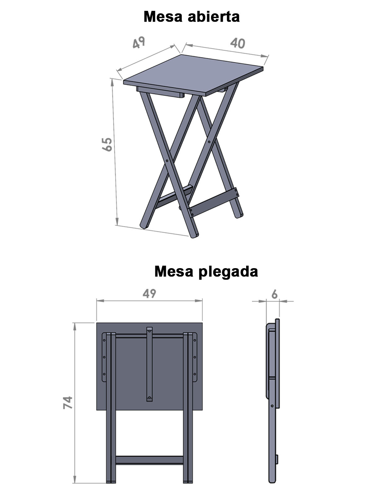 Mesa Plegable, cubierta de  Melamina Utility Hogare, Mesa Auxiliar chocolate Rustik 