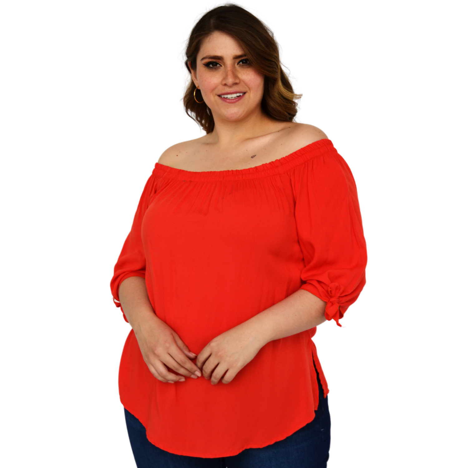 Blusa campesina talla extra, modelo 1608 (Naranja) 