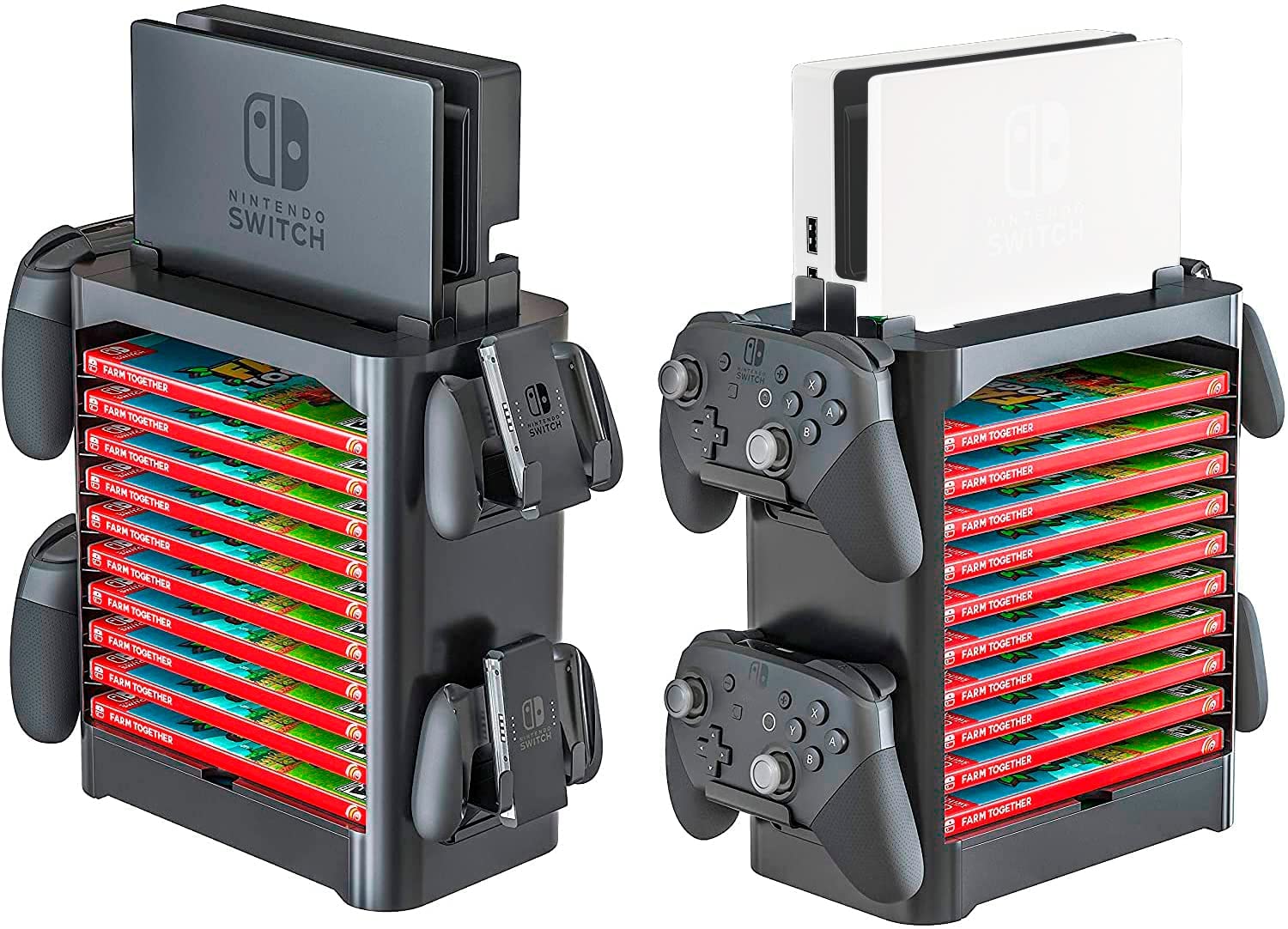 Torre de almacenamiento para Nintendo Switch. Estante apilable para estuches de videjuego y organizador de driver compatible con Nintendo Switch y accesorios