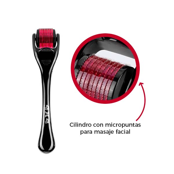 Rodillo Masajeador Facial - Dermaroller 4x4 Rodillo Con Micro Agujas Estimula Crecimiento De Cabello y Barba